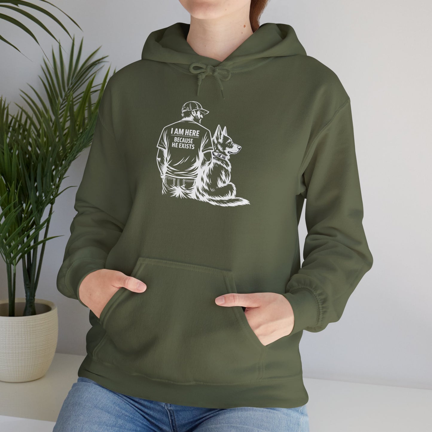I Am Here Because He Exists German Shepherd Hoodie