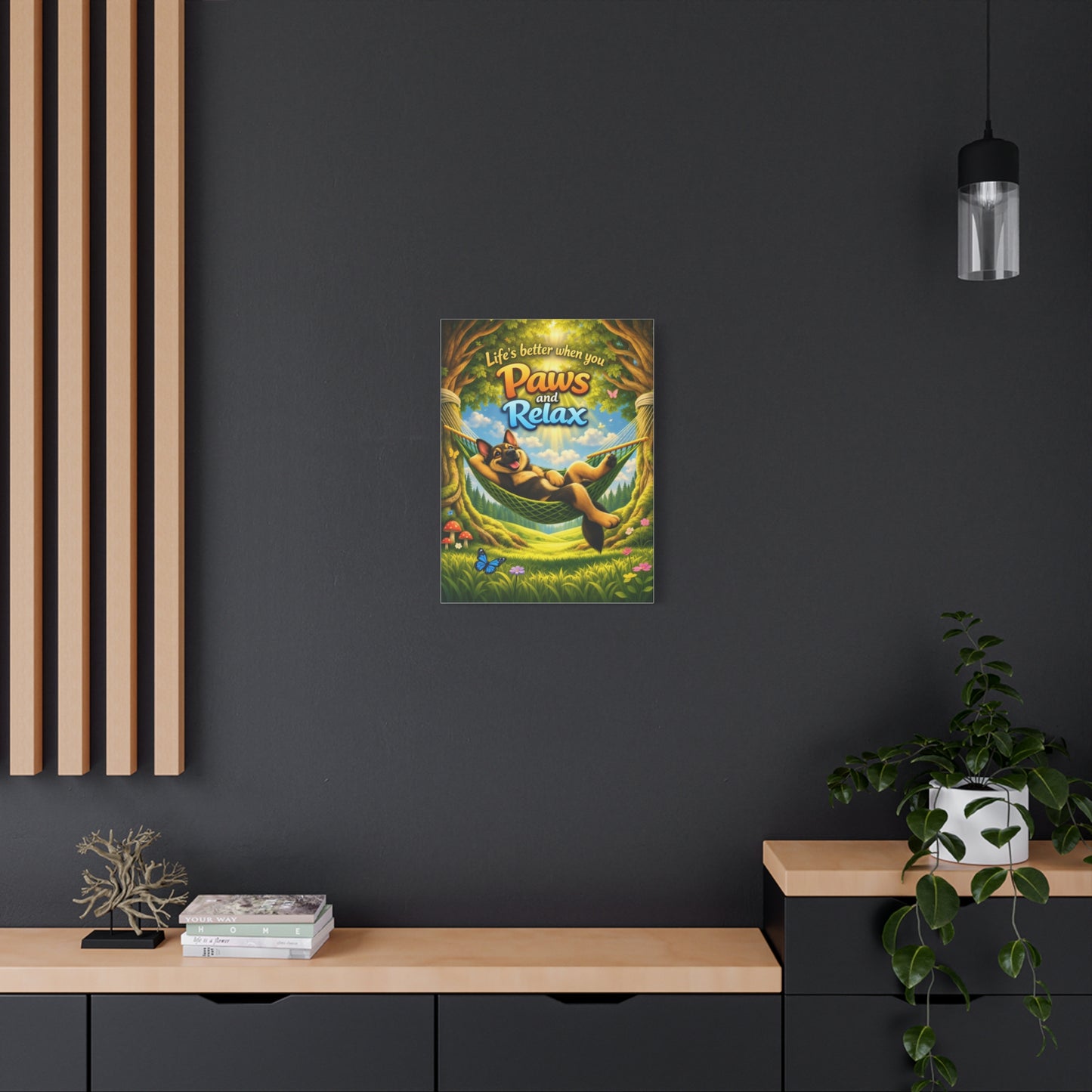 German Shepherd Wall Art - “Life's Better When You Paws and Relax” Canvas Print | Dog Lover Home Decor