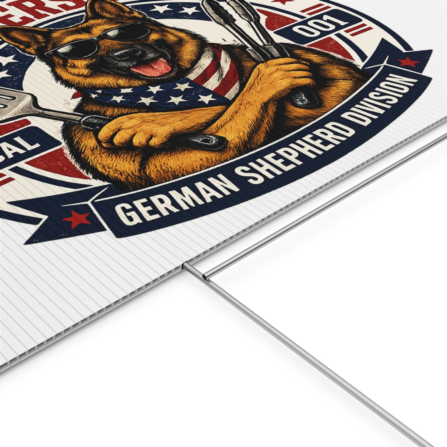 Plastic Yard Sign — Backyard Grillers Union German Shepherd Division BBQ Sign
