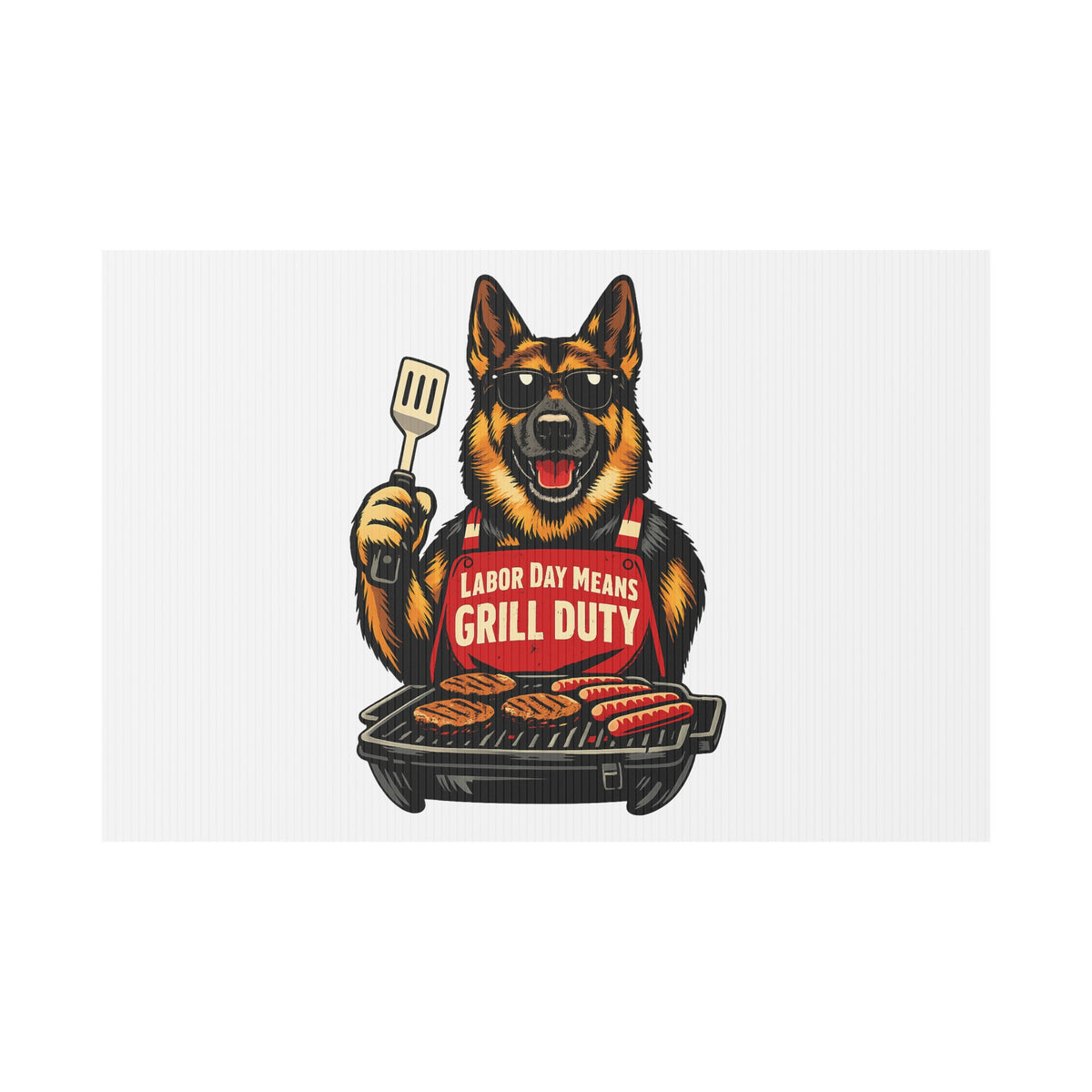 Labor Day Means Grill Duty German Shepherd Yard Sign | Funny BBQ Lawn Sign | Patriotic Outdoor Decor
