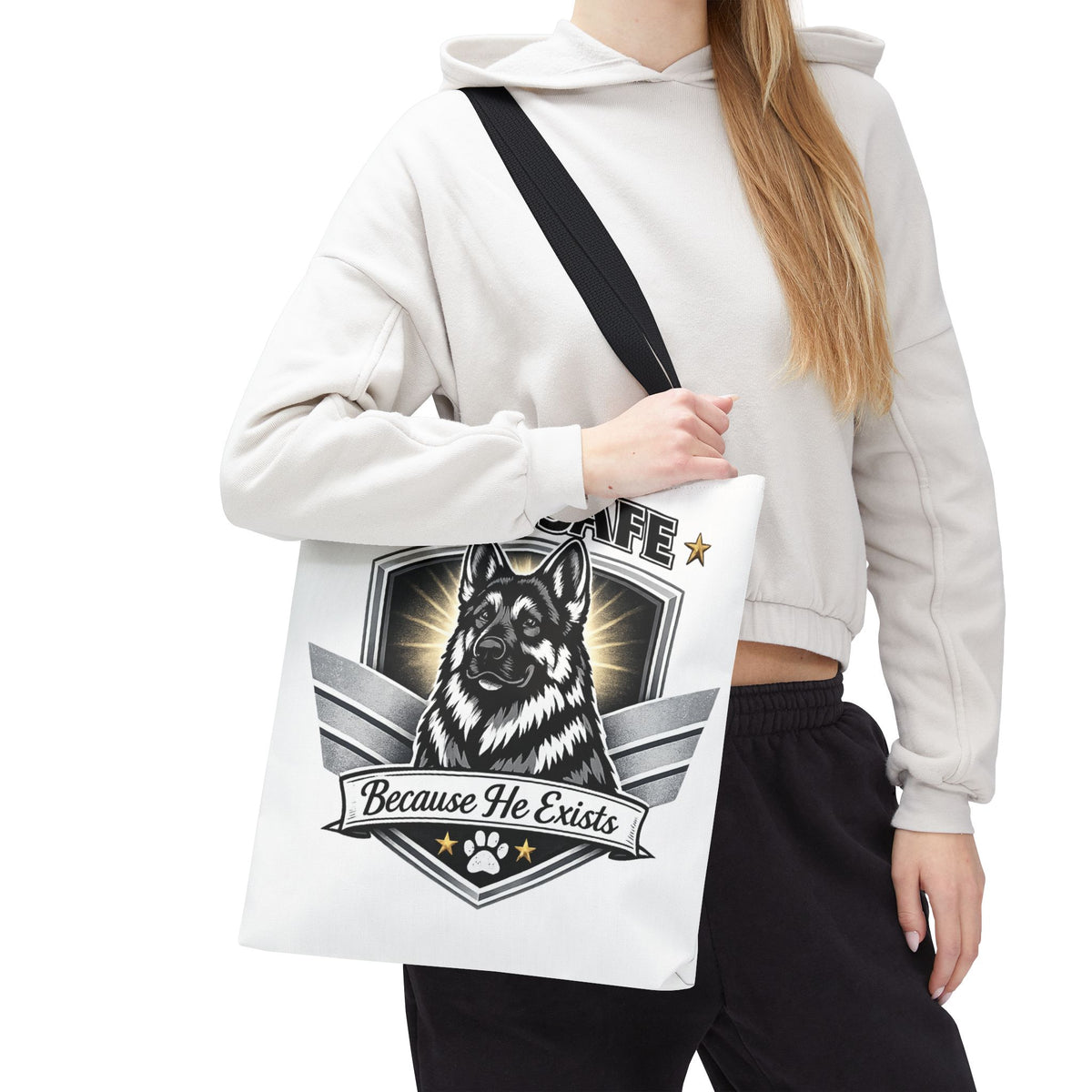 German Shepherd Tote Bag | I Am Safe Because He Exists | Dog Lover Gift
