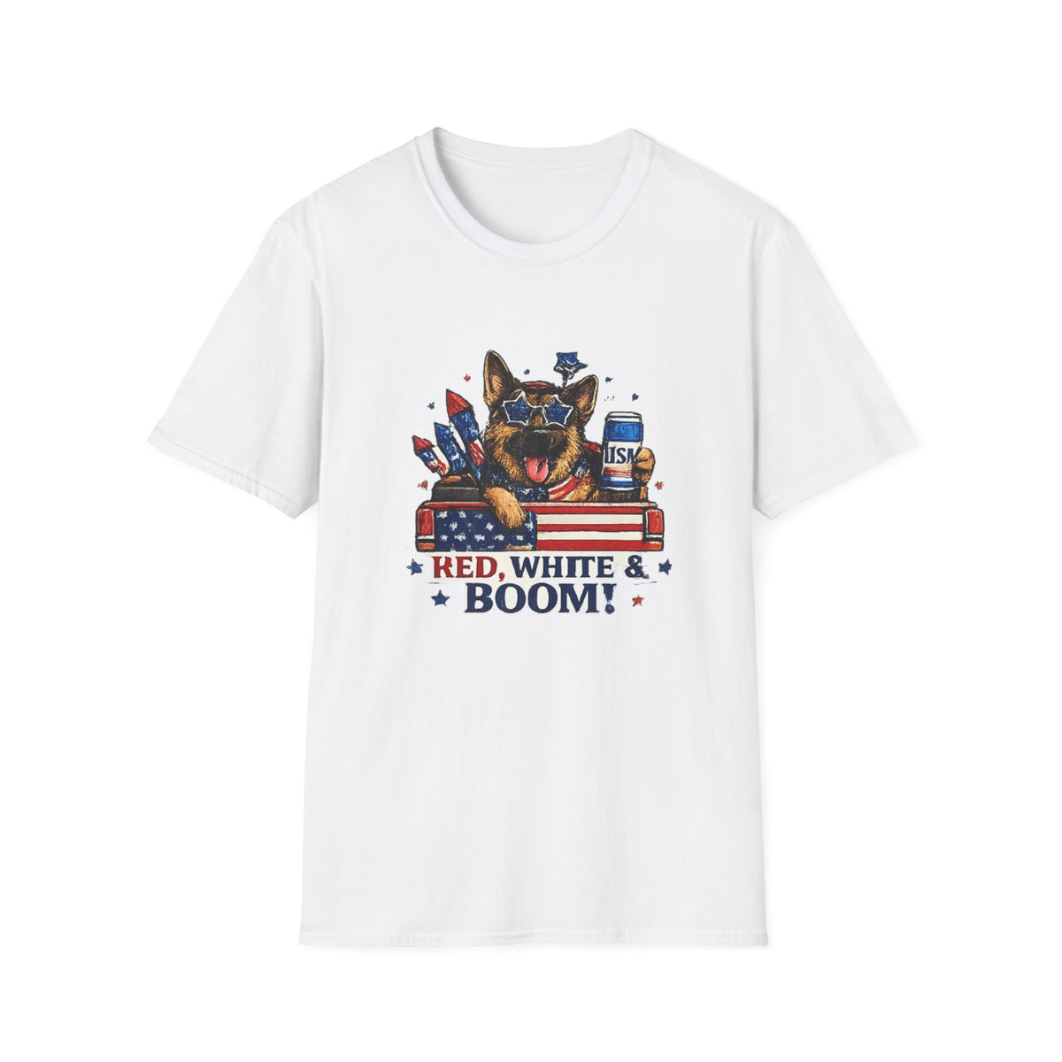 Red, White & Boom German Shepherd Patriotic T-Shirt