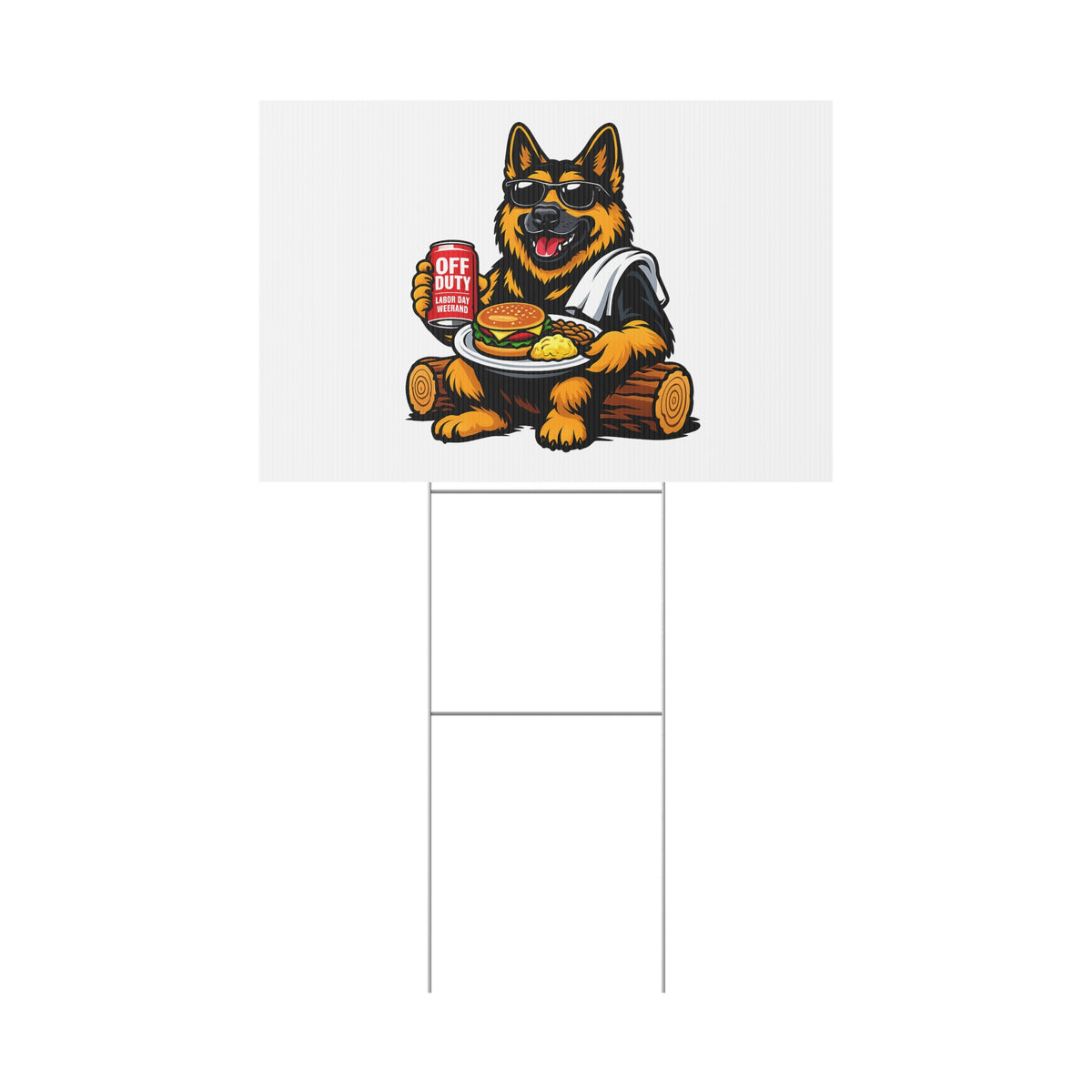 Off Duty Labor Day German Shepherd Yard Sign