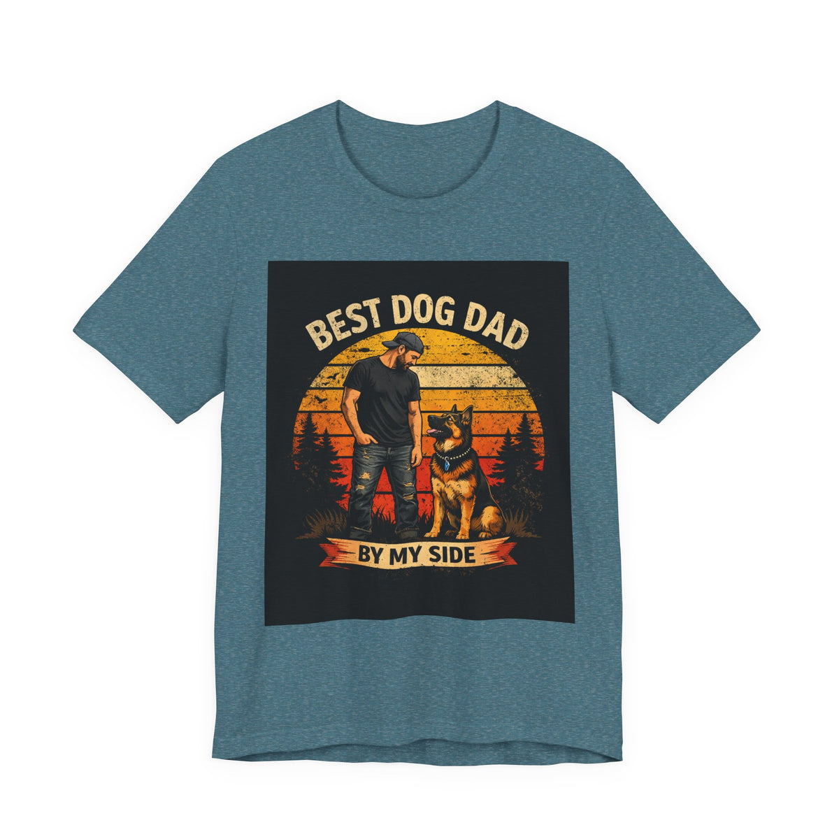 Best Dog Dad By My Side German Shepherd T-Shirt | Dog Dad Gift | German Shepherd Owner Shirt