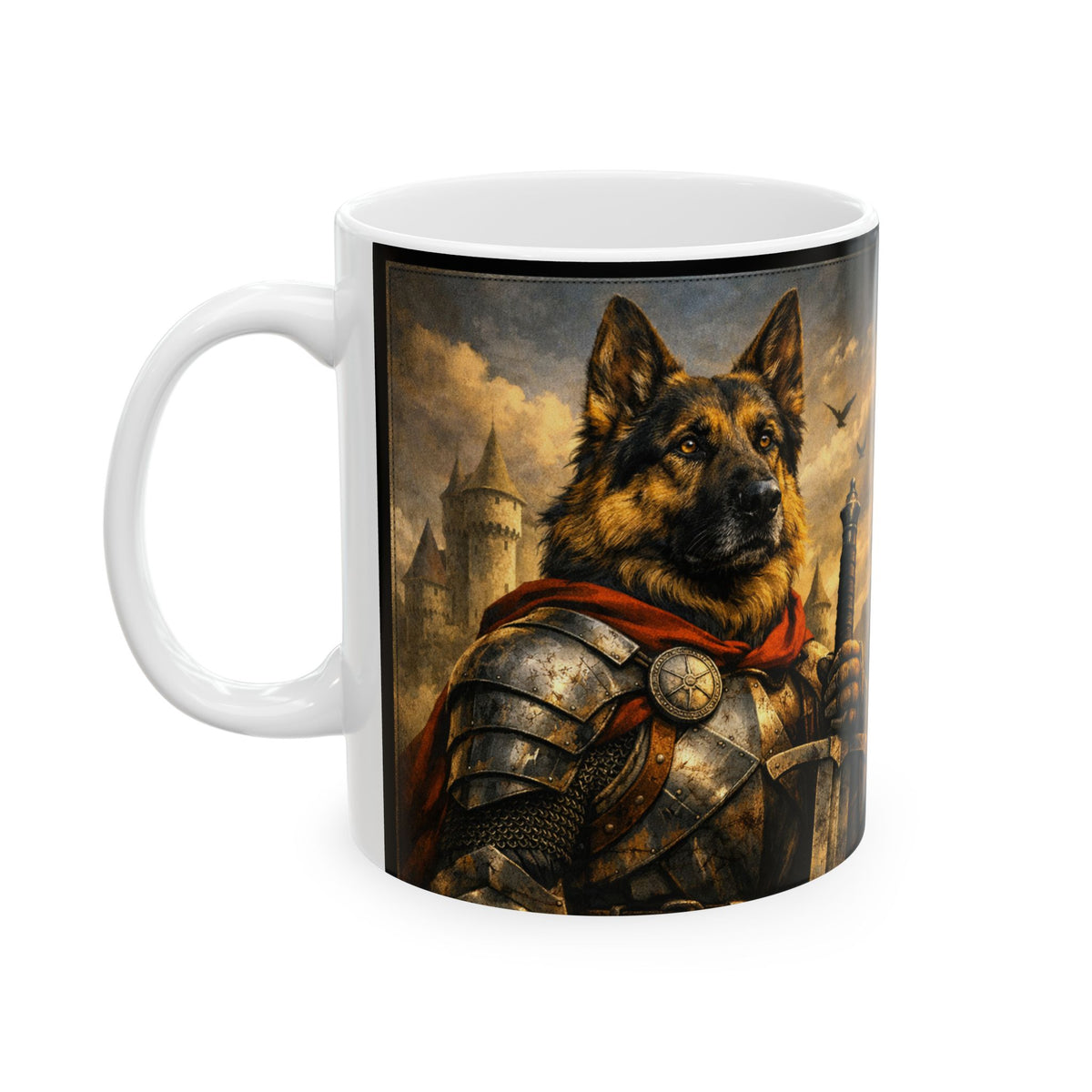German Shepherd Knight Coffee Mug | Medieval Dog Ceramic Mug
