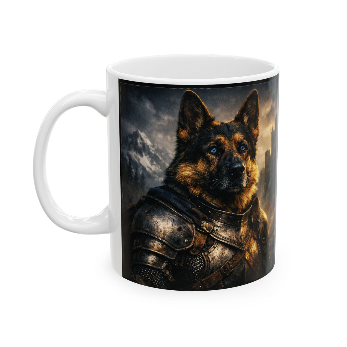 German Shepherd Knight Coffee Mug | Fantasy Dog Ceramic Mug
