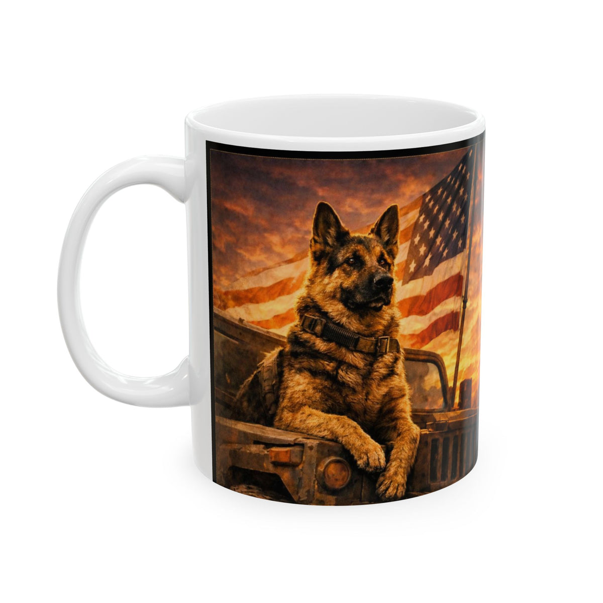 Patriotic German Shepherd Coffee Mug | American Flag Dog Mug
