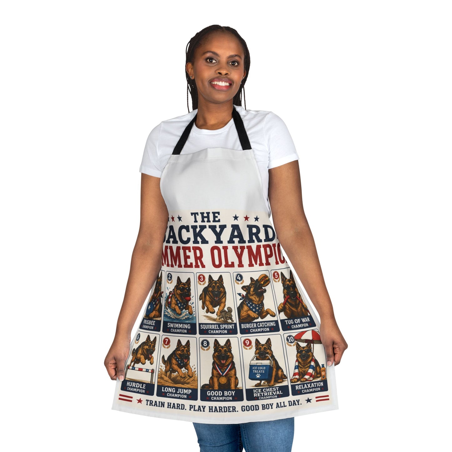 Apron - The Backyard Summer Olympics German Shepherd Funny Pet Lover BBQ Gift