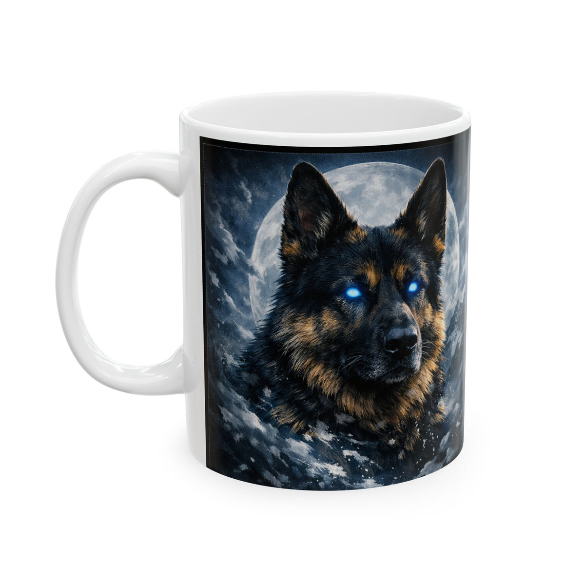 German Shepherd Moonlight Coffee Mug | Mystical Dog Ceramic Mug