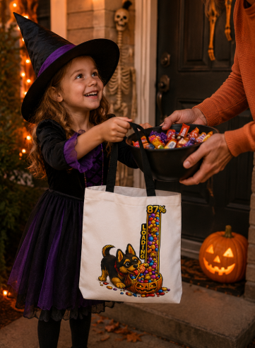 German Shepherd 31 Days of Candy Halloween Trick or Treat Tote Bag