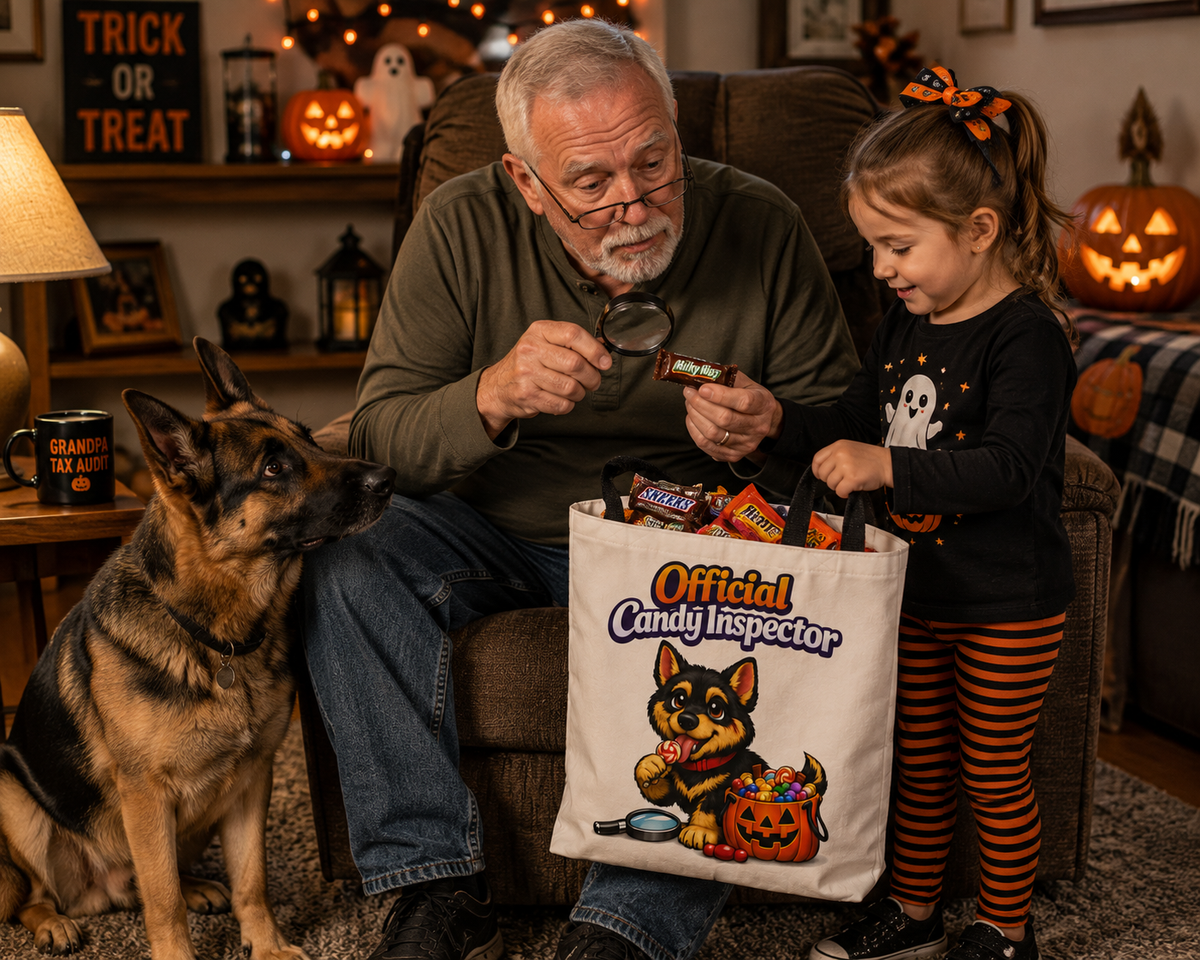 German Shepherd Official Candy Inspector Halloween Trick or Treat Tote Bag