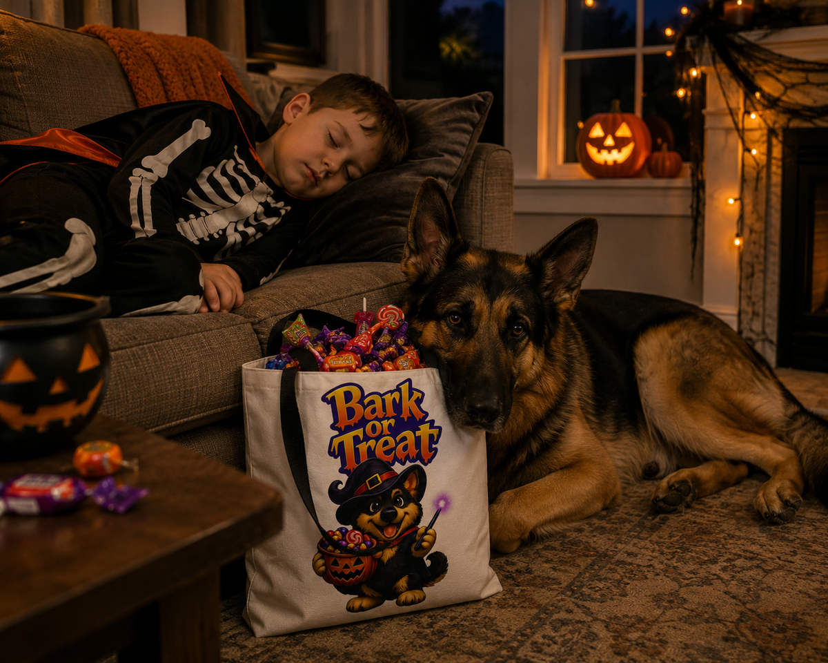 German Shepherd Bark or Treat Halloween Trick or Treat Tote Bag