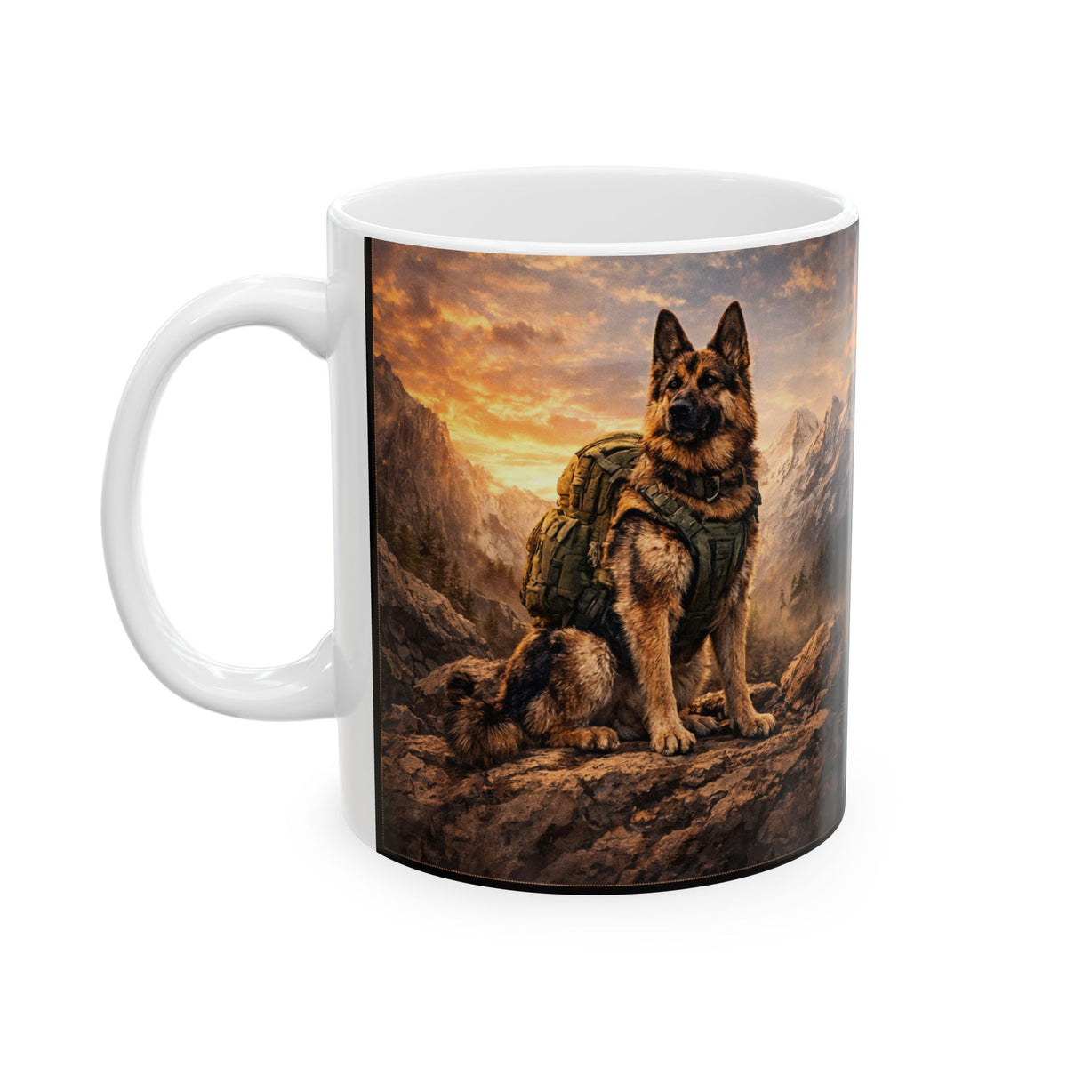 German Shepherd Hiking Coffee Mug | Adventure Dog Ceramic Mug