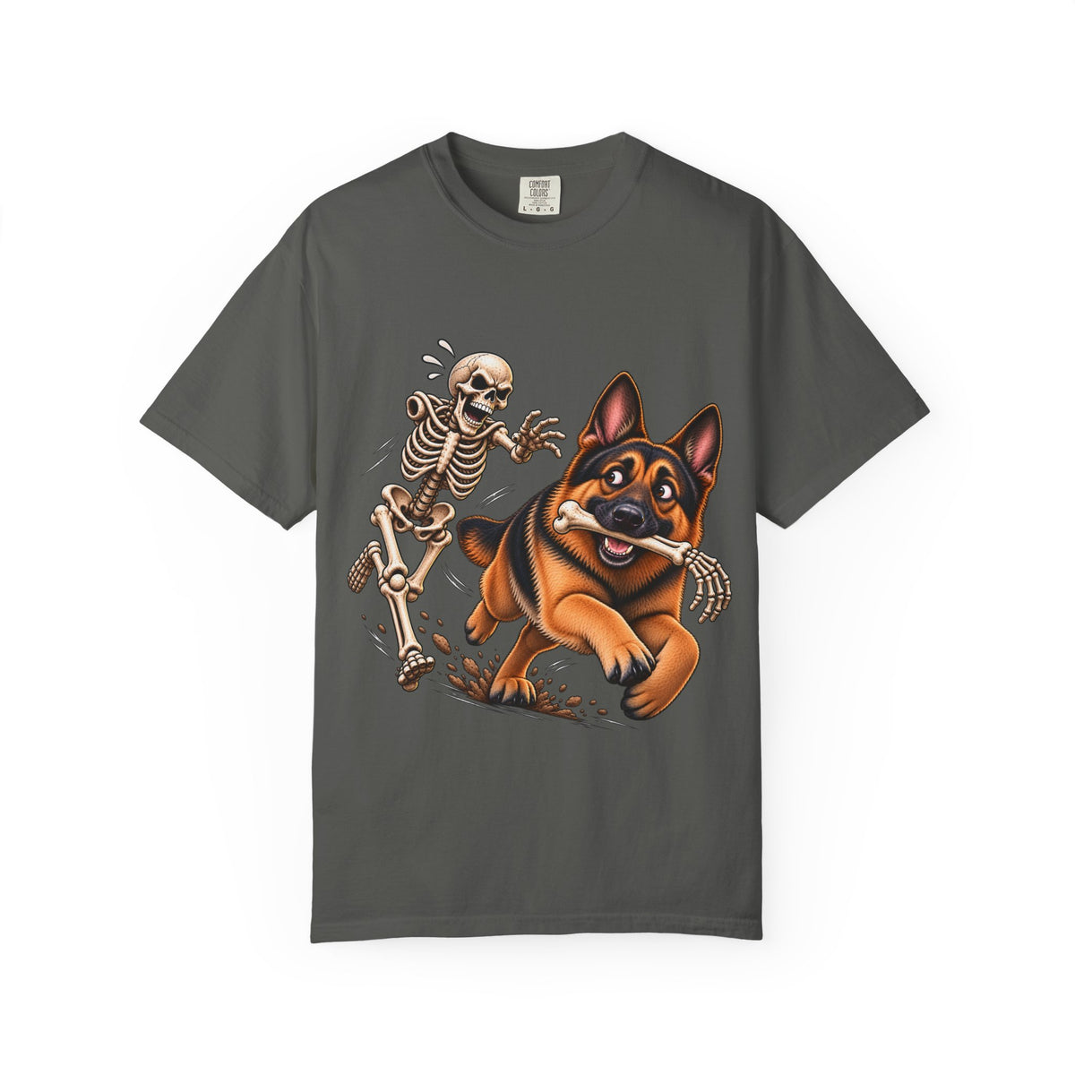 German Shepherd Skeleton Bone Chase T-Shirt – Funny Halloween GSD Shirt