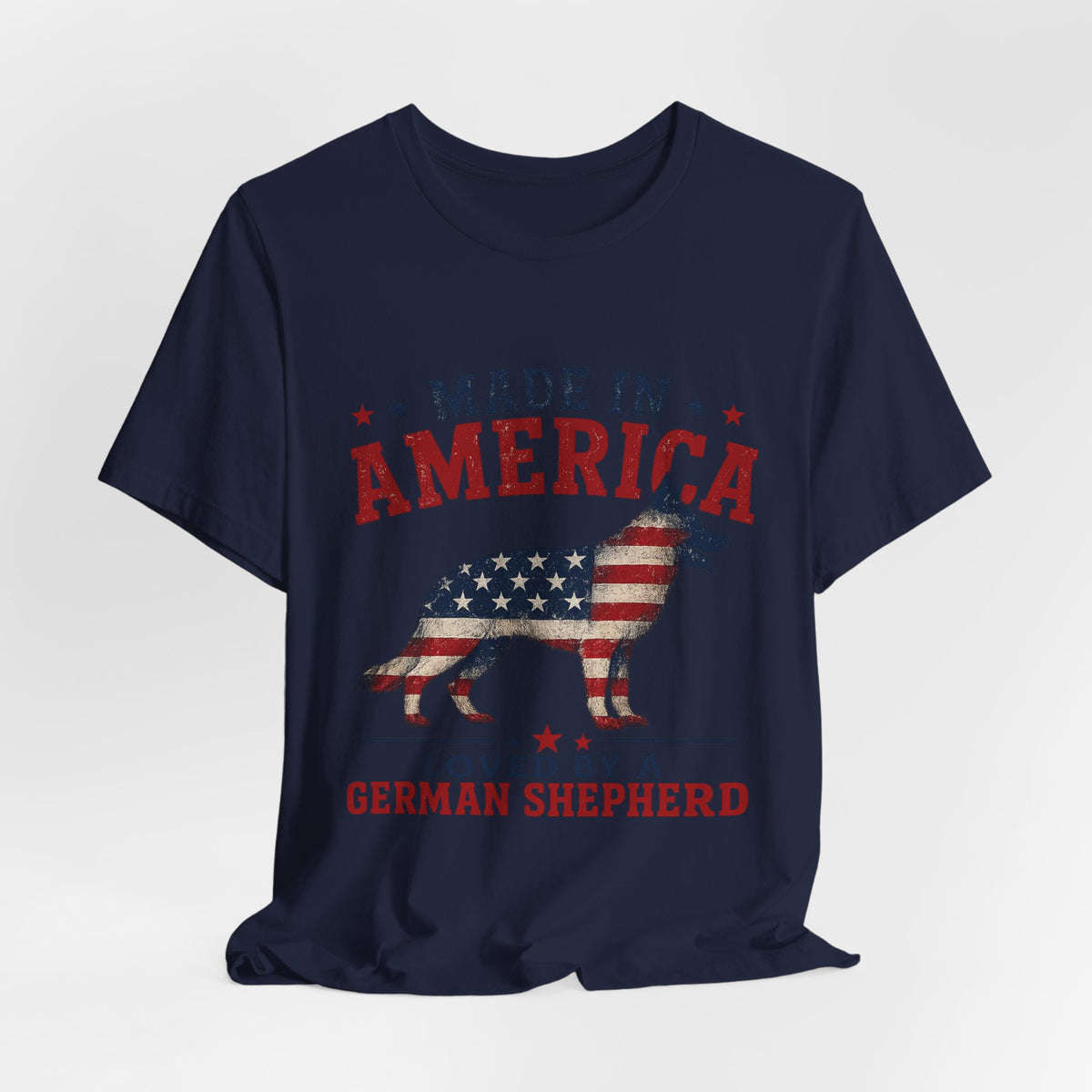 Made in America Loved by a German Shepherd Patriotic T-Shirt