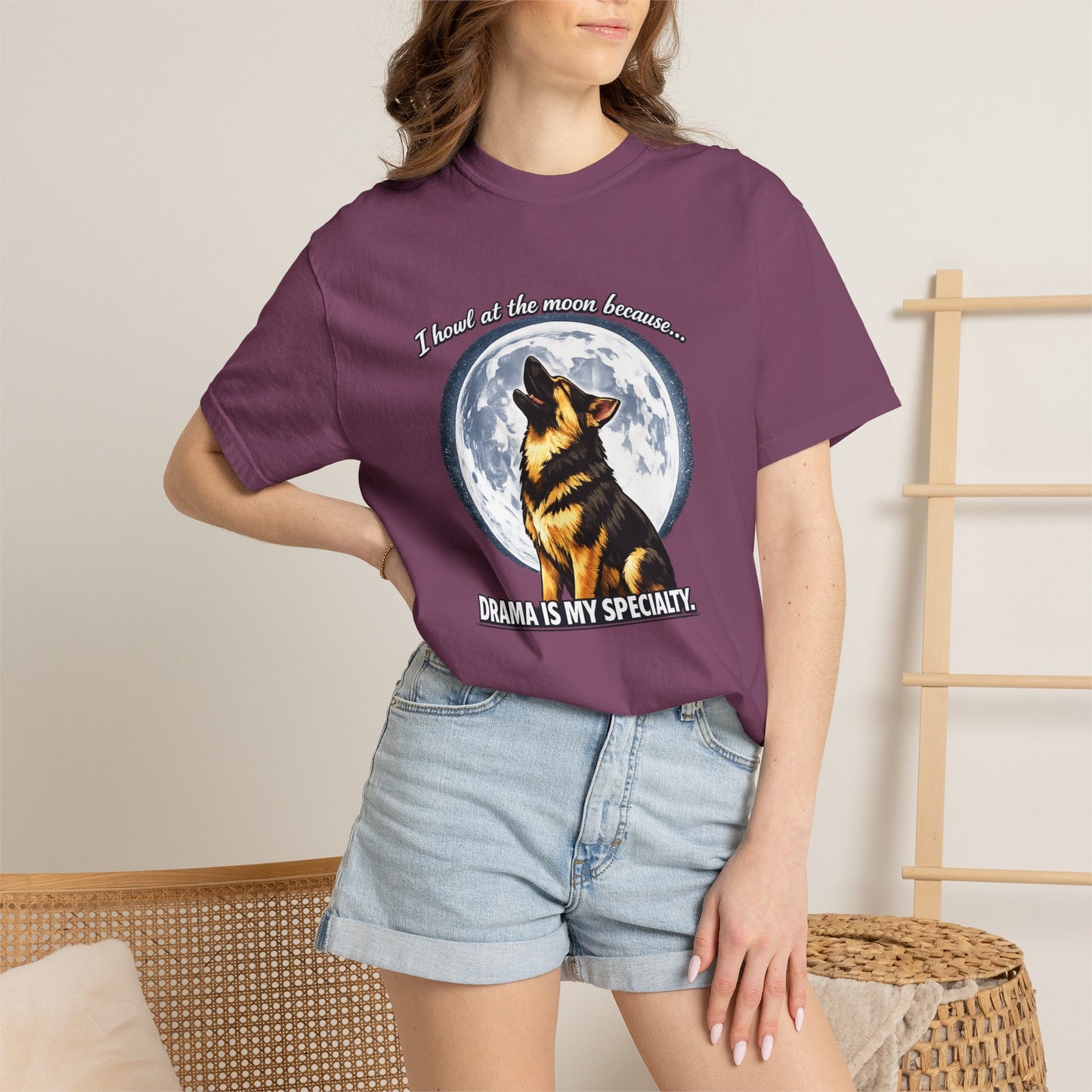 Howl at the Moon German Shepherd T-Shirt | Drama's My Specialty