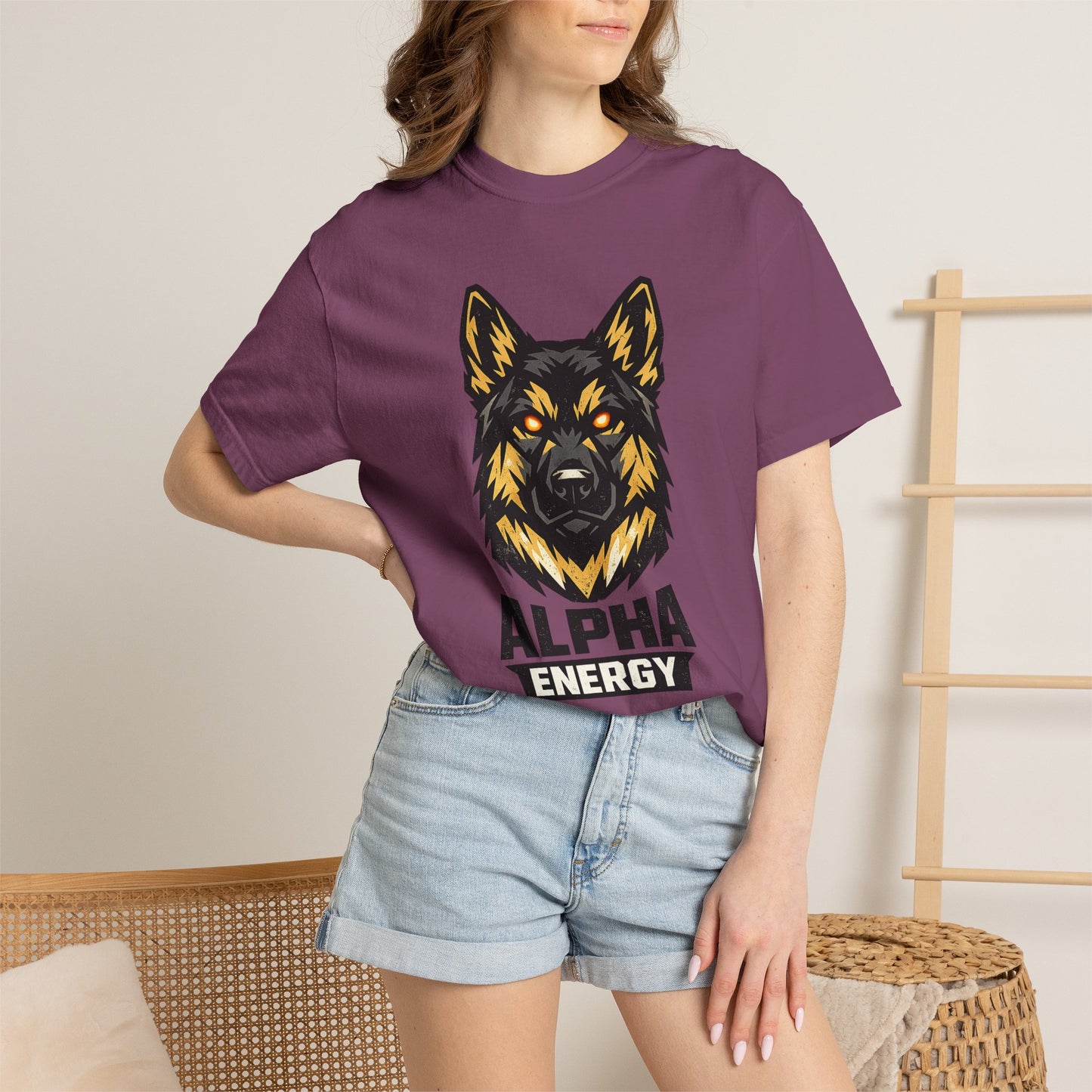 Alpha Energy German Shepherd Head T‑Shirt – Athletic Logo Dog Lover Tee | Bold Working Dog Graphic for Fitness & Streetwear | T‑Shirt