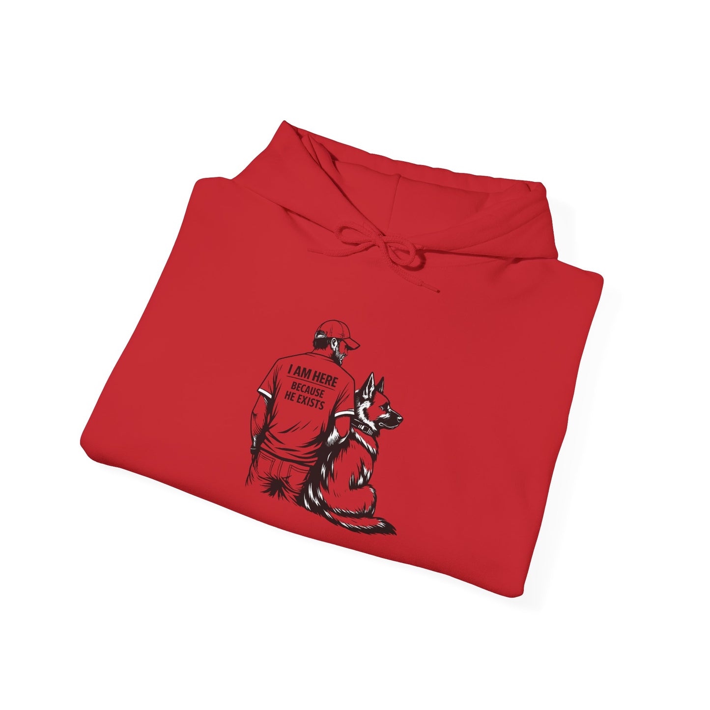 Hoodie — I Am My Dog’s Human Graphic Pullover (Man with German Shepherd)