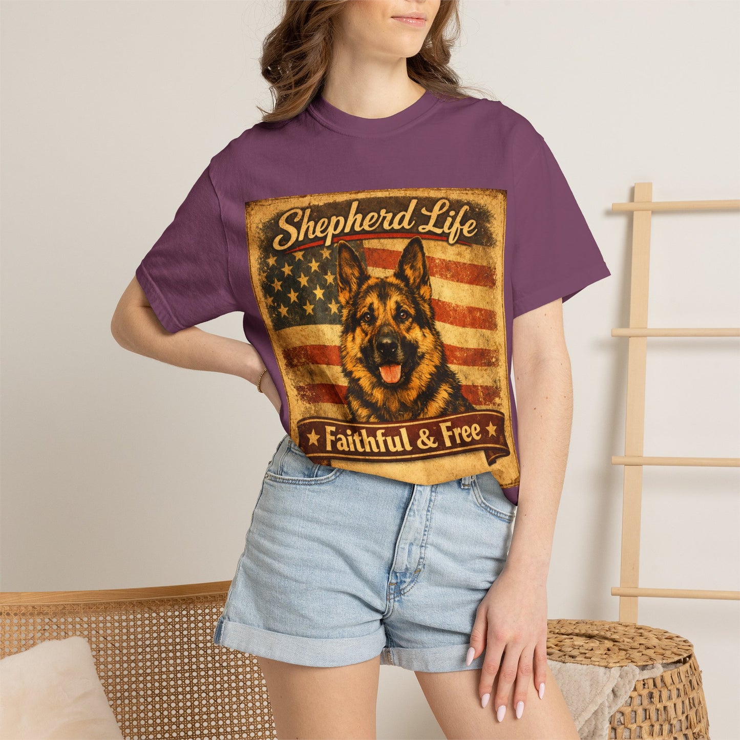 Shepherd Life Faithful & Free German Shepherd Shirt | Patriotic Flag Dog Tee