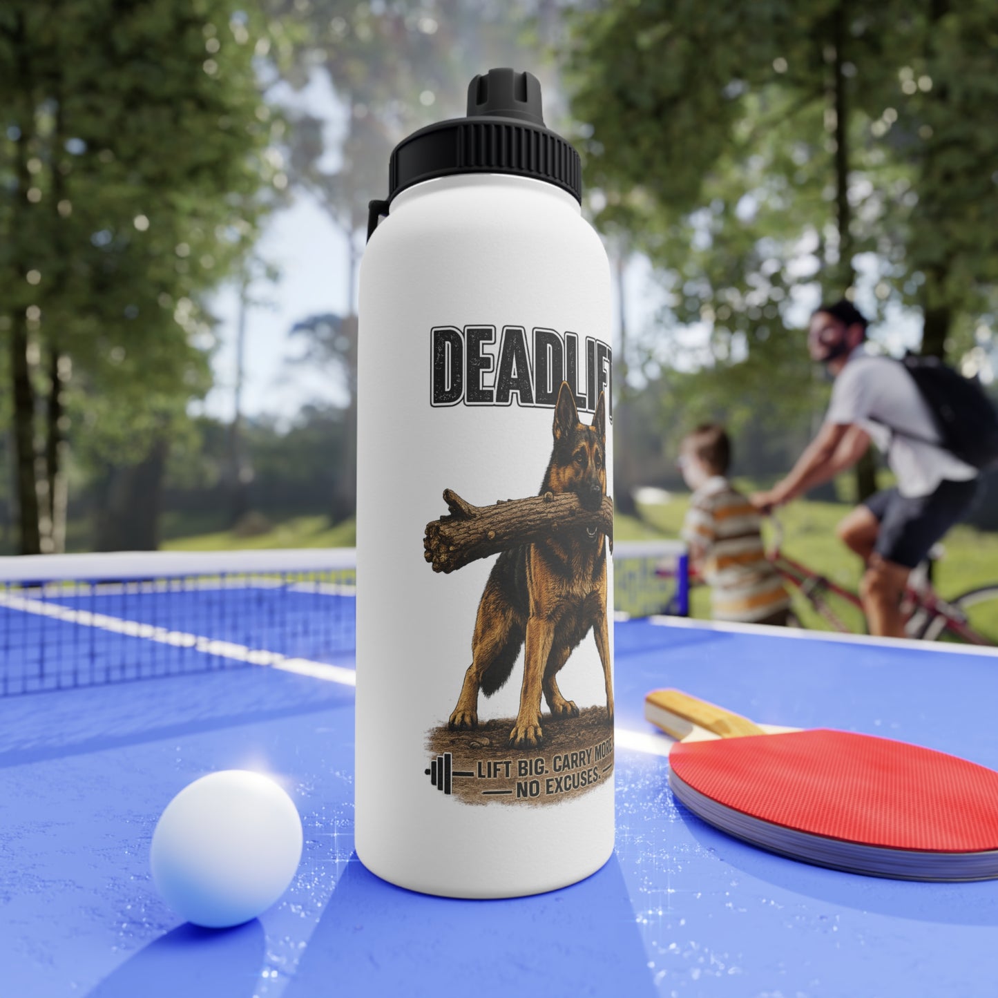 Deadlifts German Shepherd Insulated Water Bottle | Lift Big. Carry More. No Excuses.