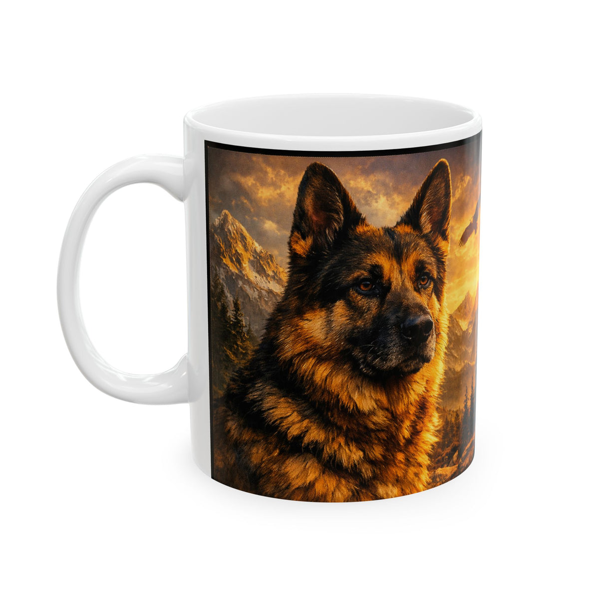 German Shepherd Mountain Coffee Mug | Scenic Dog Ceramic Mug