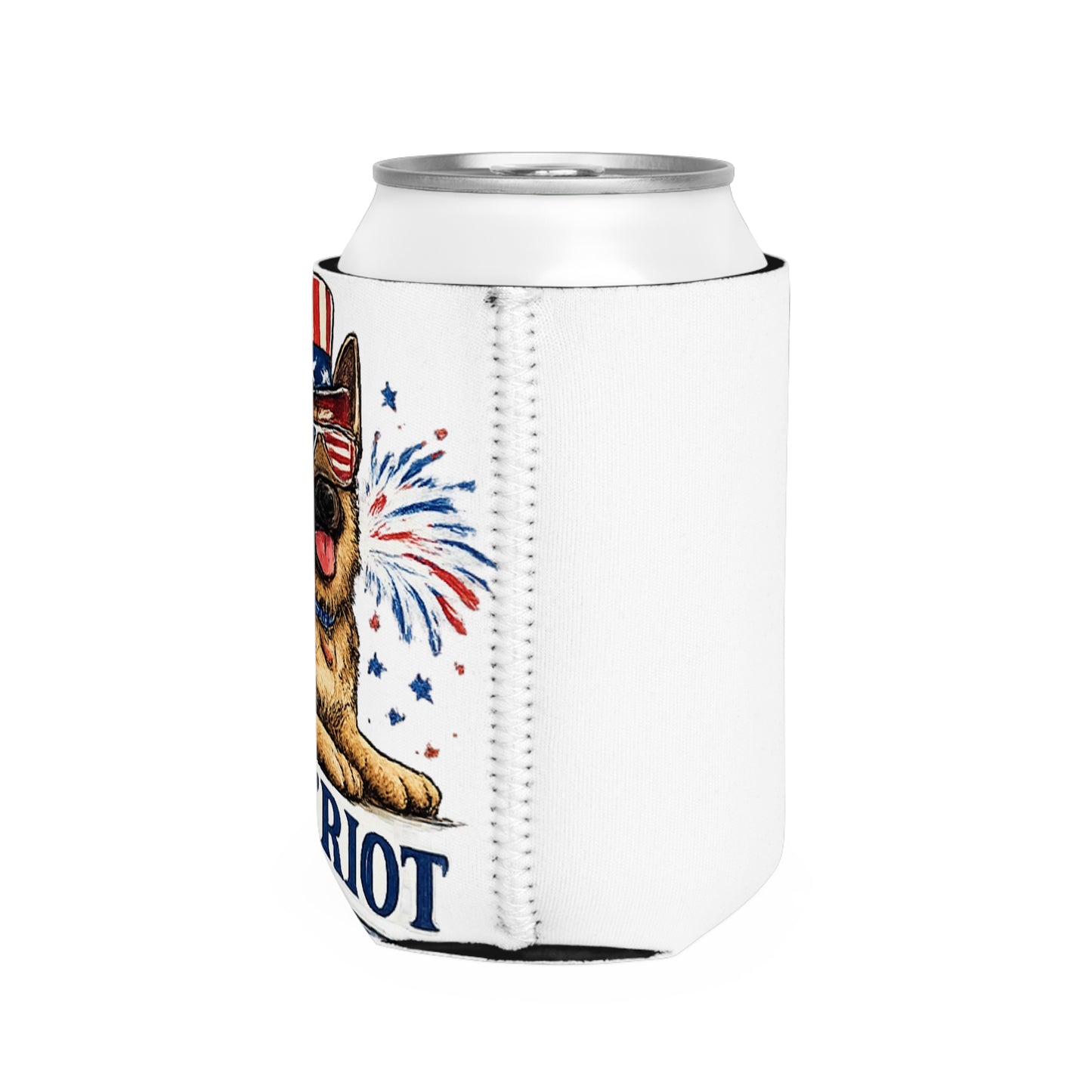 Paw-triot German Shepherd Can Cooler Sleeve | Patriotic Dog Fourth of July