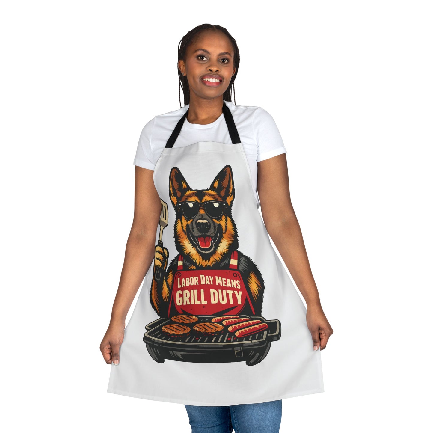 Labor Day Grill Duty Apron — German Shepherd BBQ Cook Apron