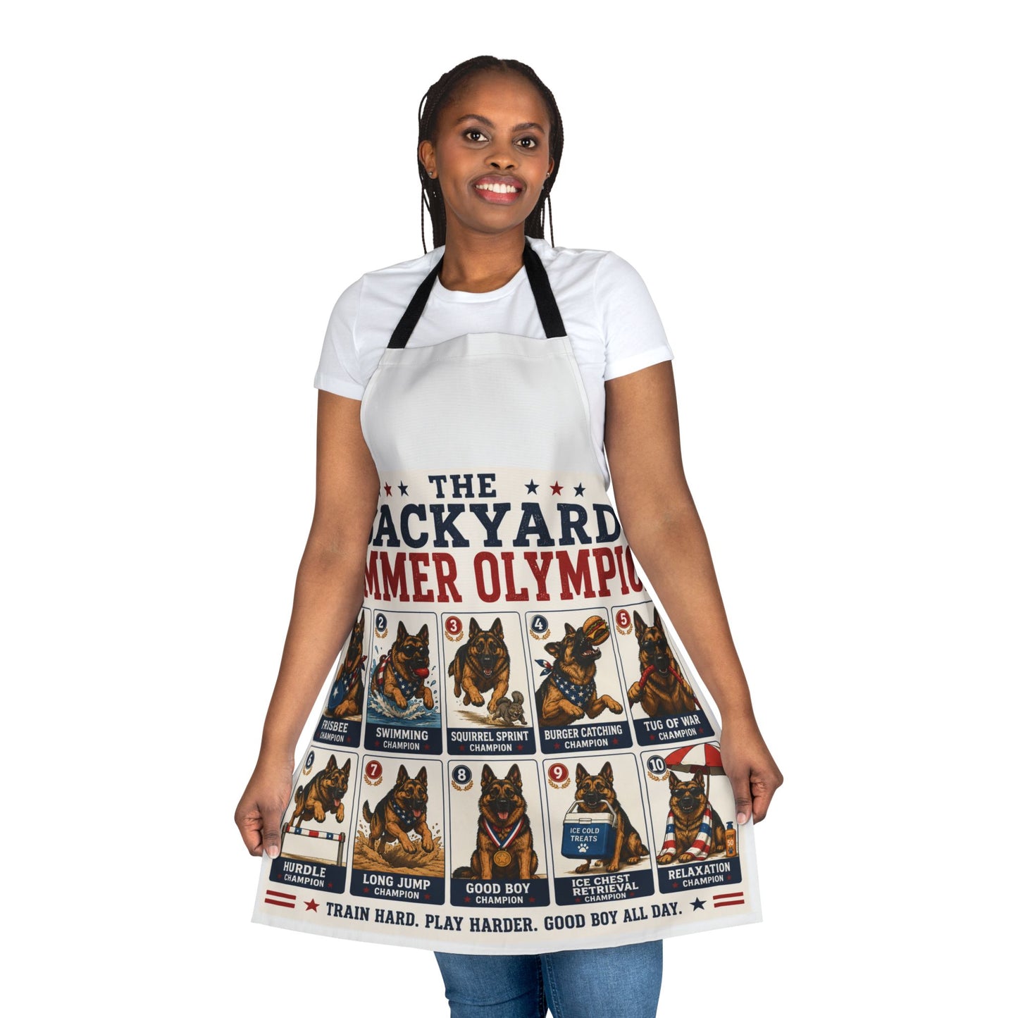 Apron — The Backyard Summer Olympics | Funny German Shepherd Dog Chef Apron