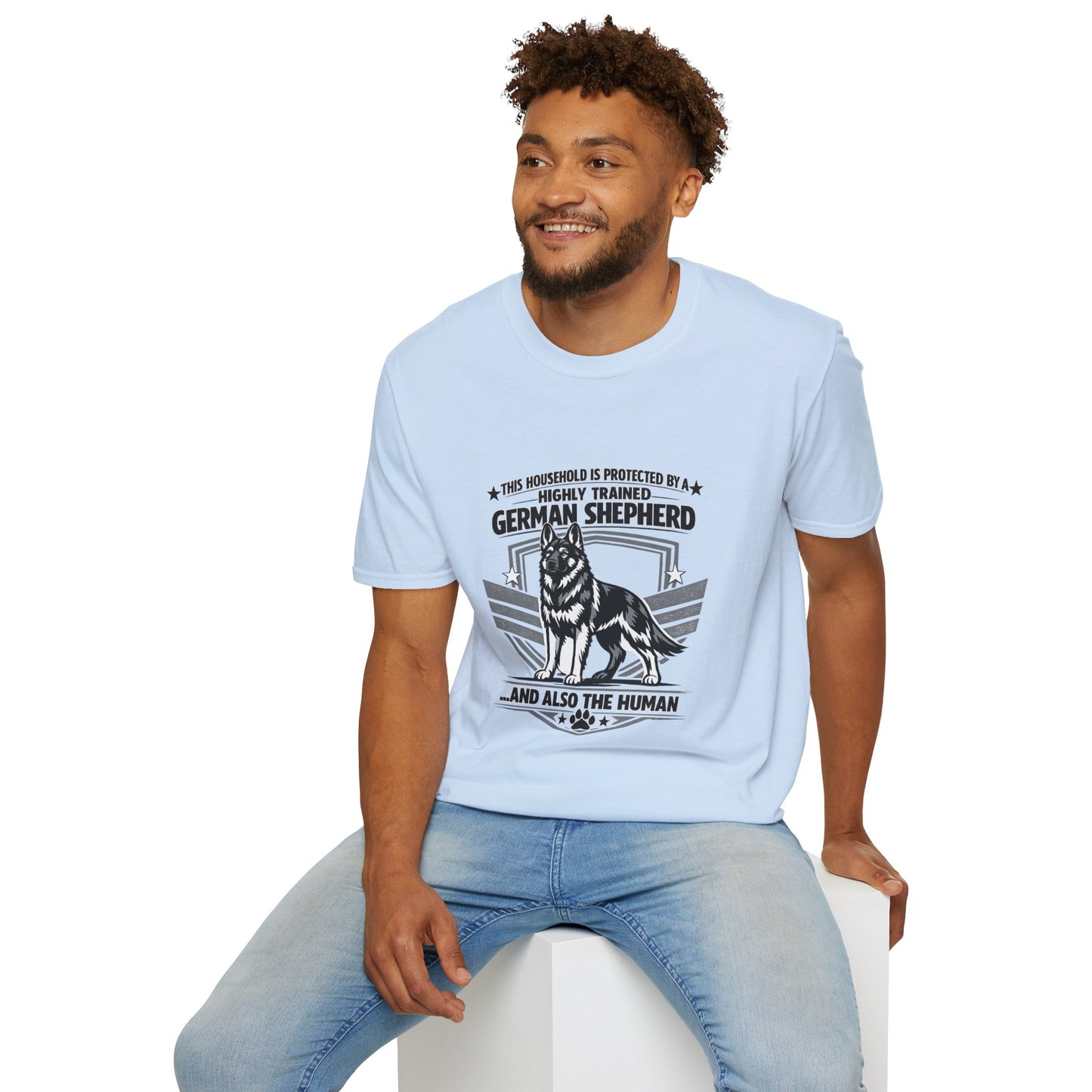 German Shepherd Protector T-Shirt — "This Household Is Protected By A Highly Trained German Shepherd"