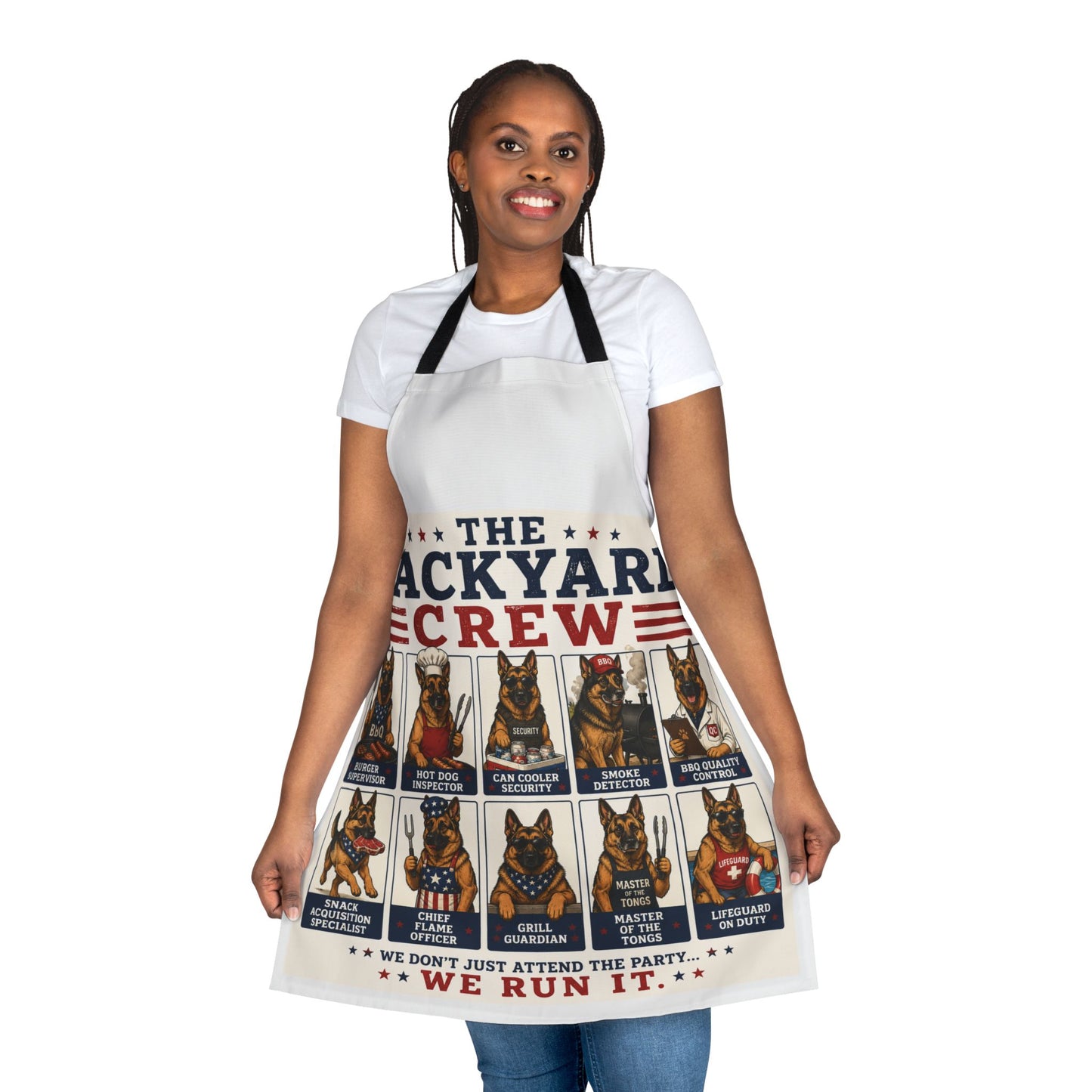 Backyard Crew Apron — Patriotic BBQ German Shepherd Grill Master Apron