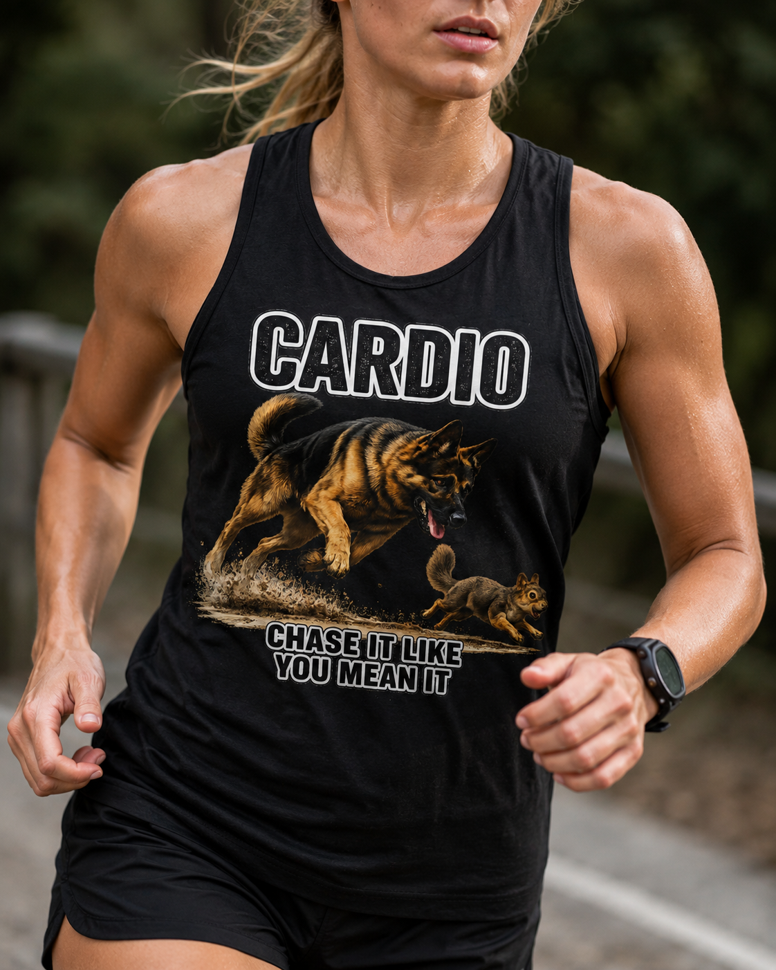 Cardio German Shepherd Tank Top | Workout Tank | Fitness Shirt for Dog Lovers