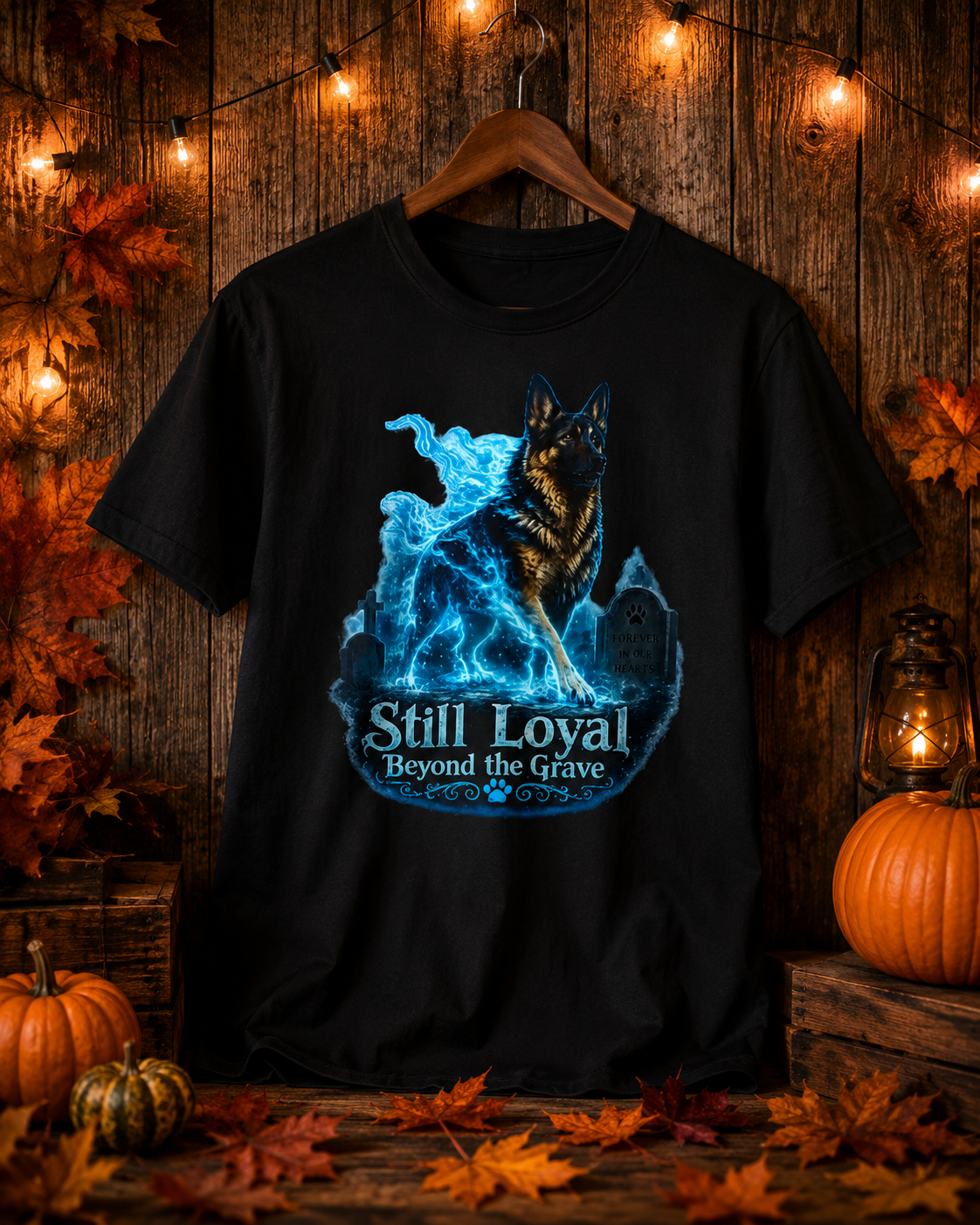 Ghost German Shepherd Shirt | Still Loyal Beyond the Grave | Gothic Halloween Dog T-Shirt