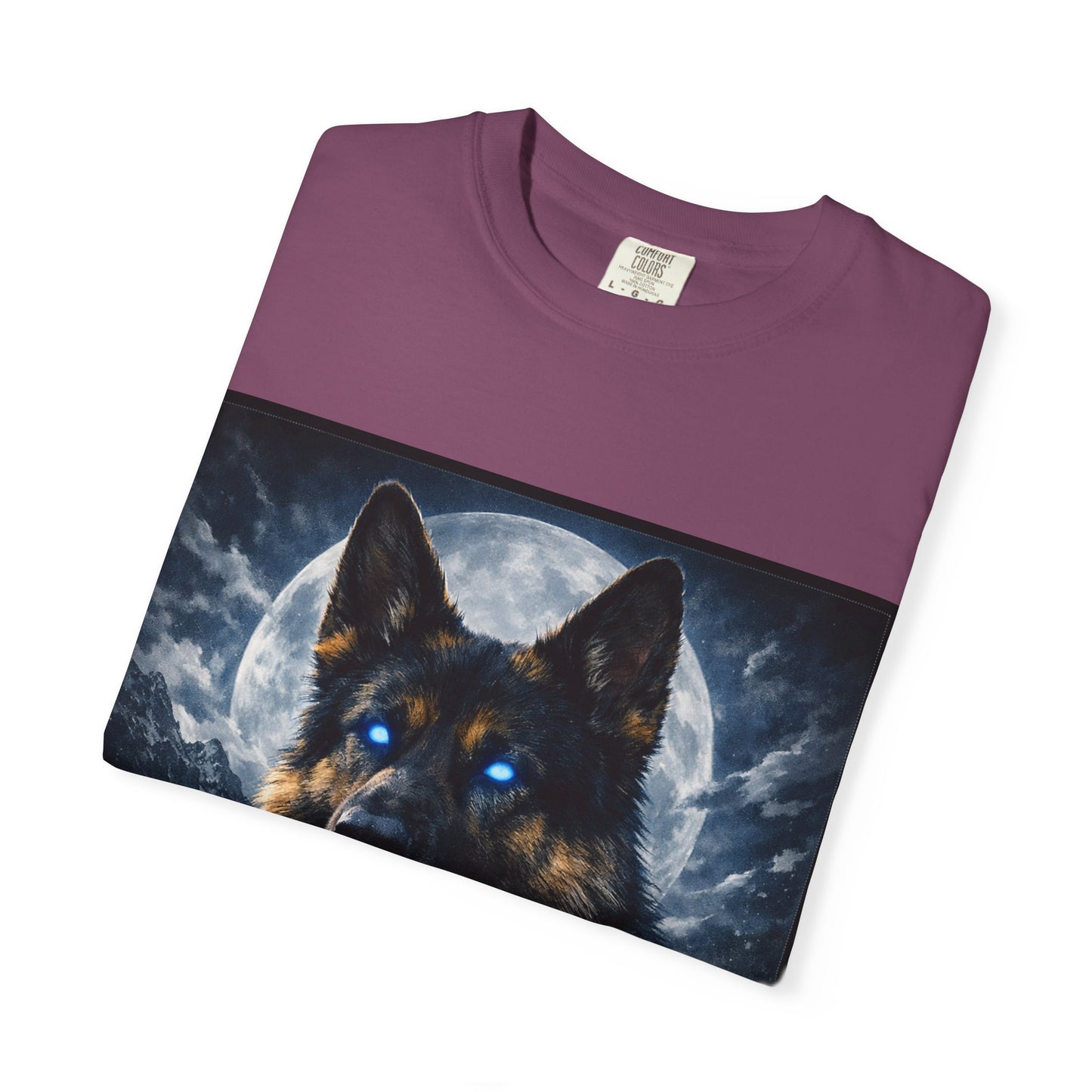German Shepherd Portrait T-shirt | Dog Art, Night Sky Paw Print
