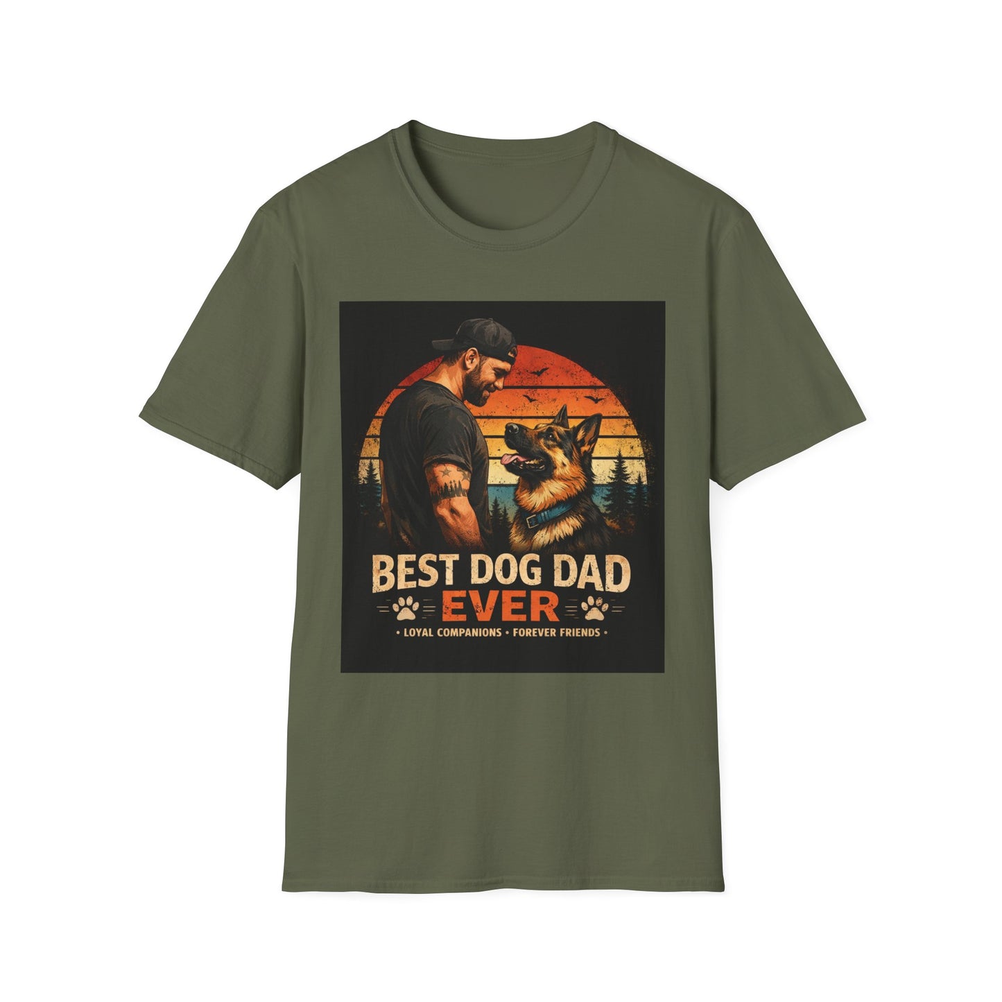Best Dog Dad Ever Shirt | German Shepherd Dog Dad Tee | Loyal Companions Forever Friends | Gildan 64000 Softstyle