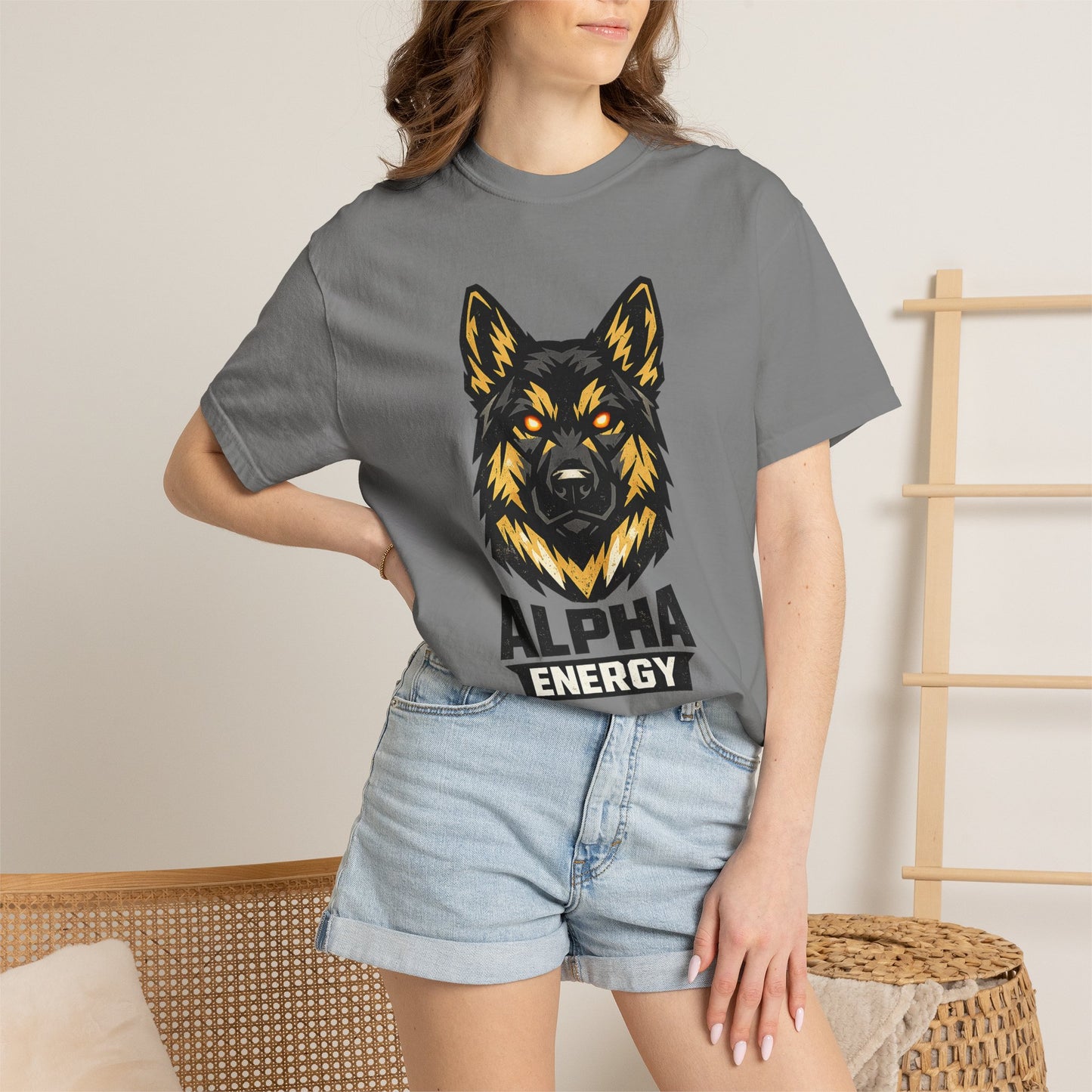 Alpha Energy German Shepherd Head T‑Shirt – Athletic Logo Dog Lover Tee | Bold Working Dog Graphic for Fitness & Streetwear | T‑Shirt