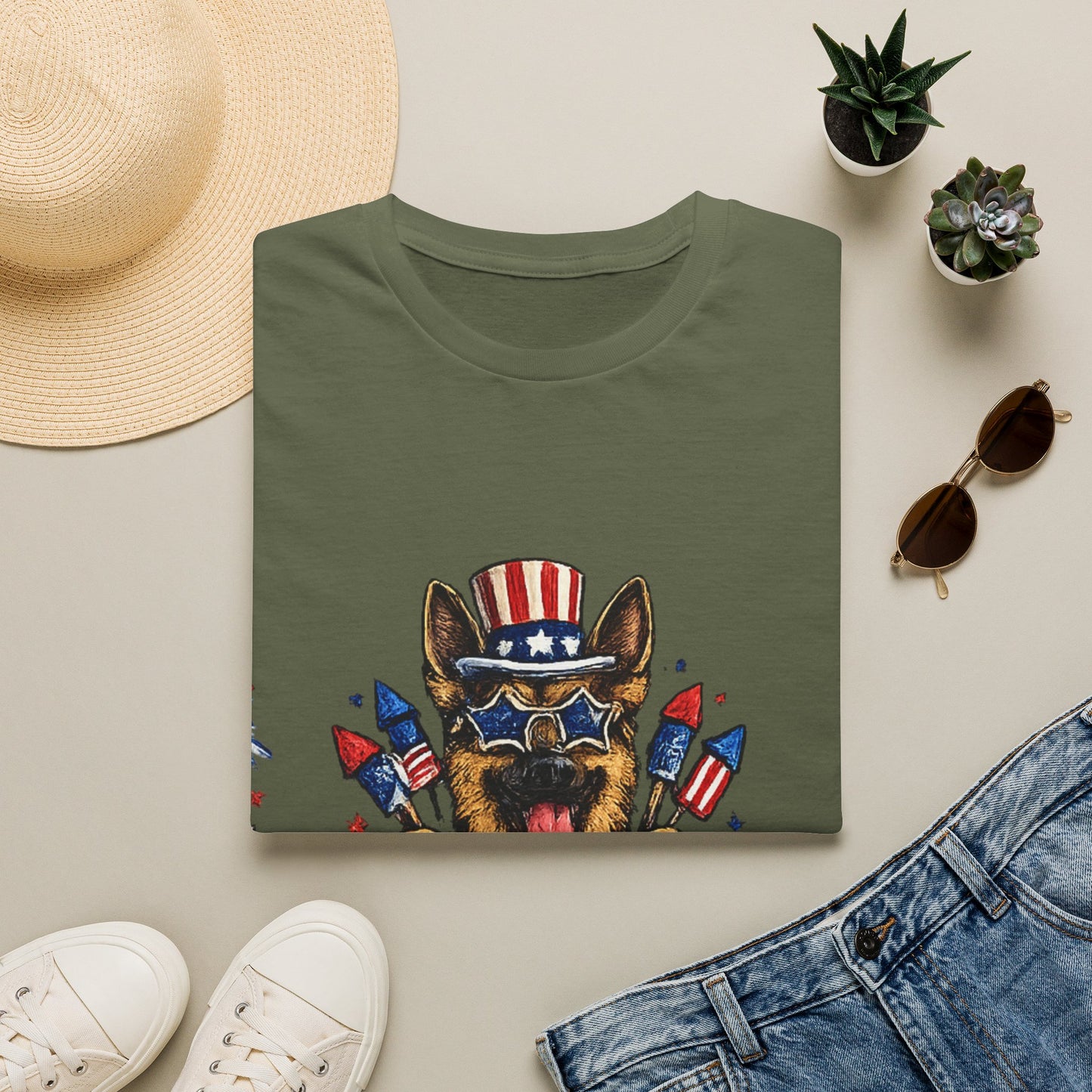 Lets Get Star Spangled Hammered T-Shirt | Patriotic German Shepherd, 4th of July
