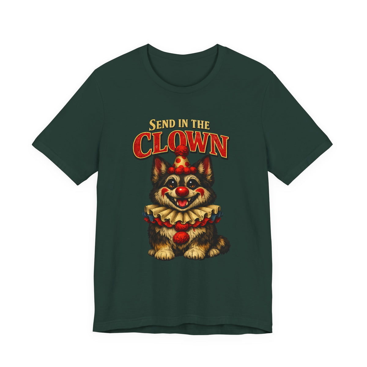 Send in the Clown German Shepherd Halloween T-Shirt – Funny Creepy Cute GSD Dog Lover Graphic Tee