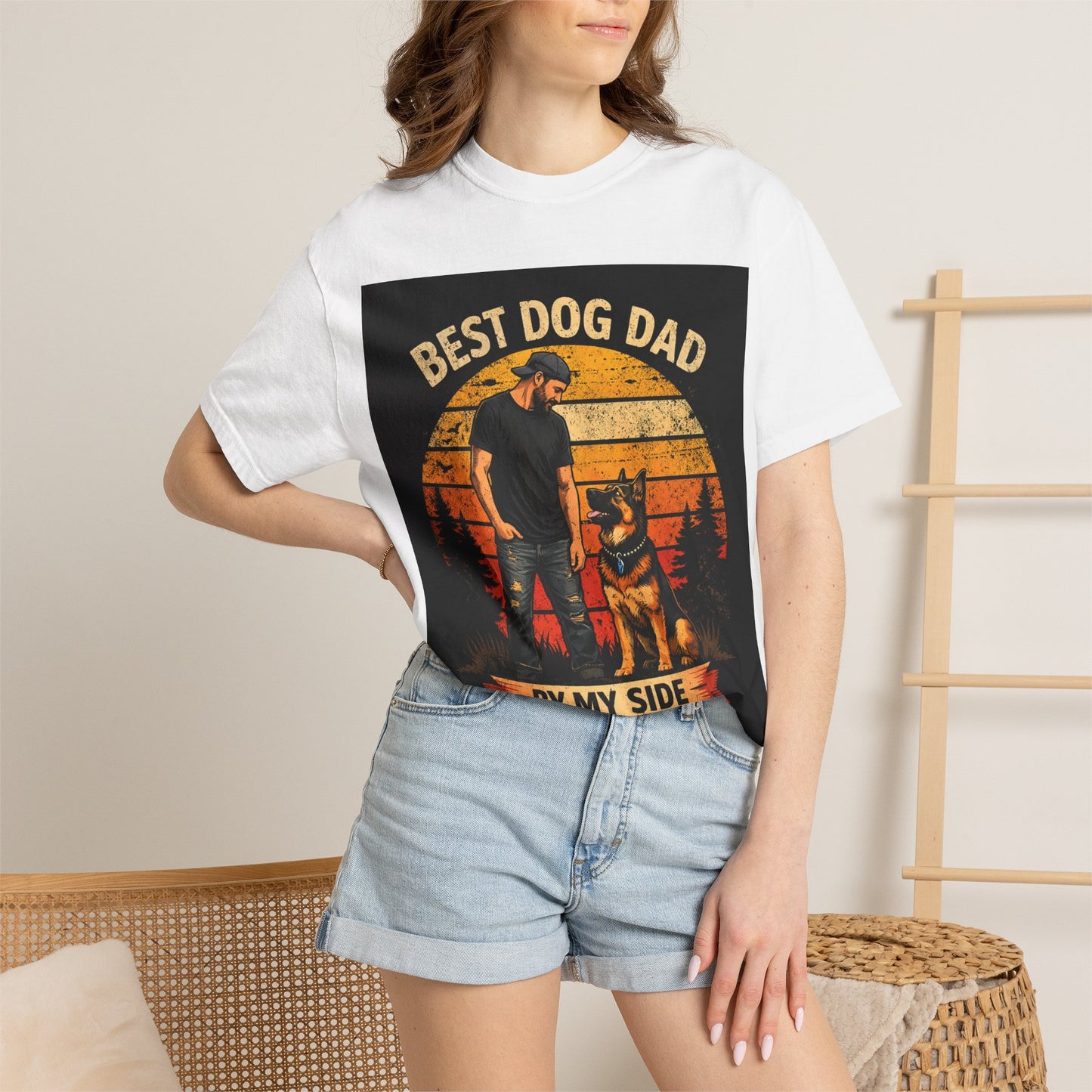 Best Dog Dad by My Side T-Shirt | Dog Lover Father Tee