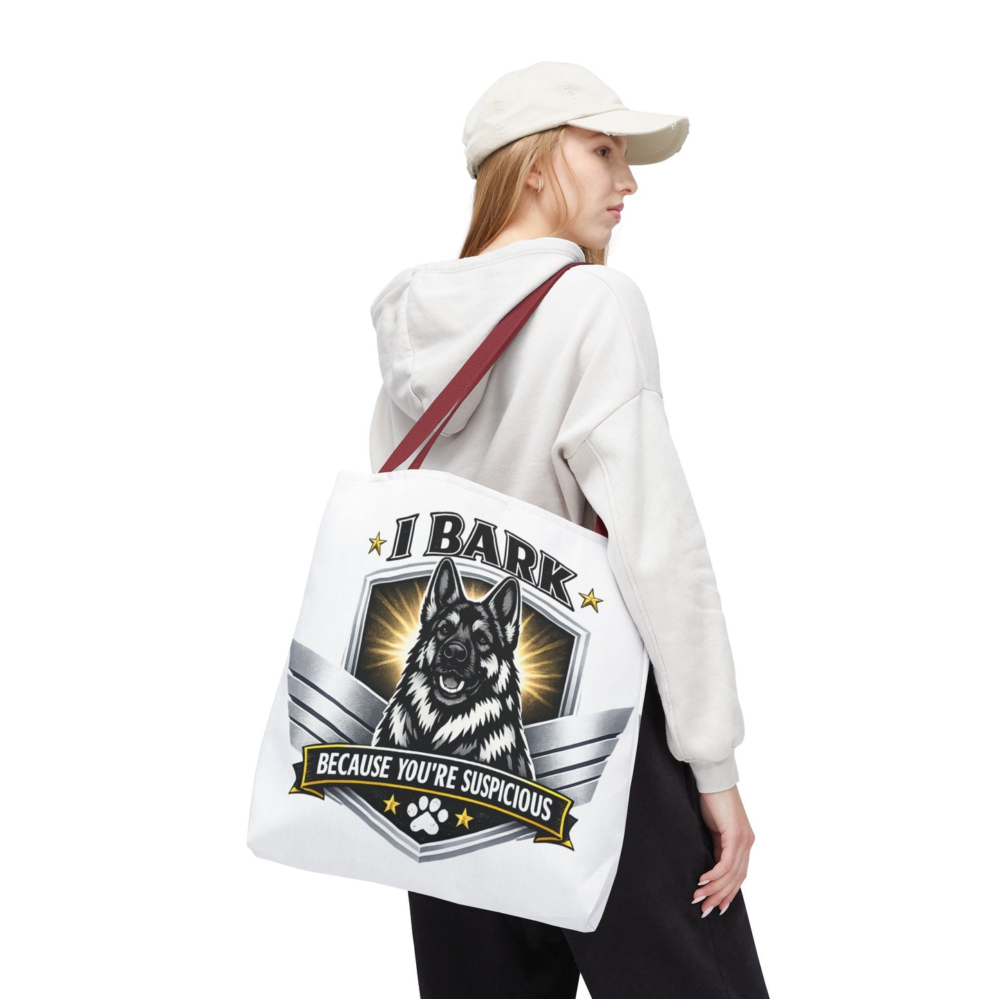 Tote Bag — "I Bark Because You’re Suspicious" German Shepherd Tote