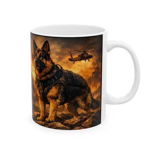 Military K9 German Shepherd Mug – Tactical Working Dog Coffee Cup | K9 Handler Gift, Police Dog Lover Art | Ceramic Mug 11oz/15oz