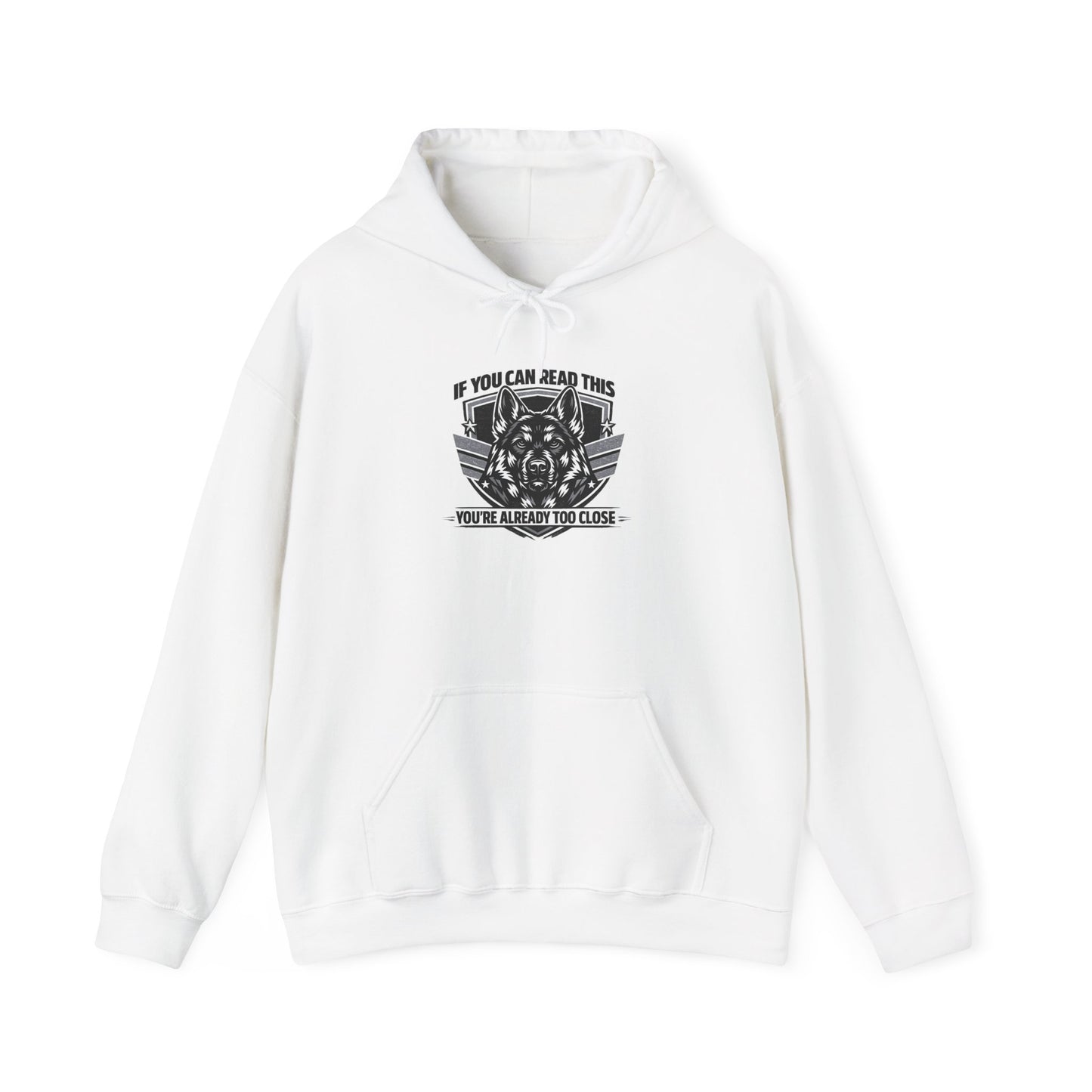 Hoodie — "If You Can Read This You're Already Too Close" Tactical Skull Graphic