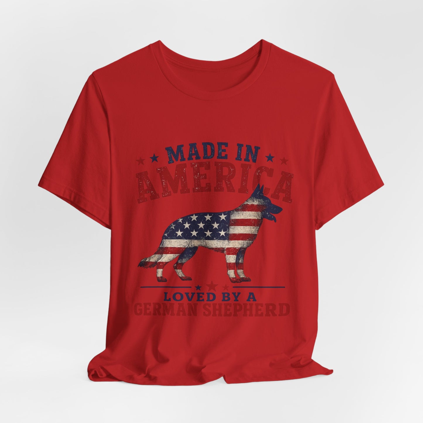 Made in America Loved by a German Shepherd Patriotic T-Shirt