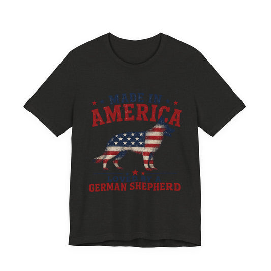 Made in America, Loved by a German Shepherd | Patriotic Dog Lover T-Shirt