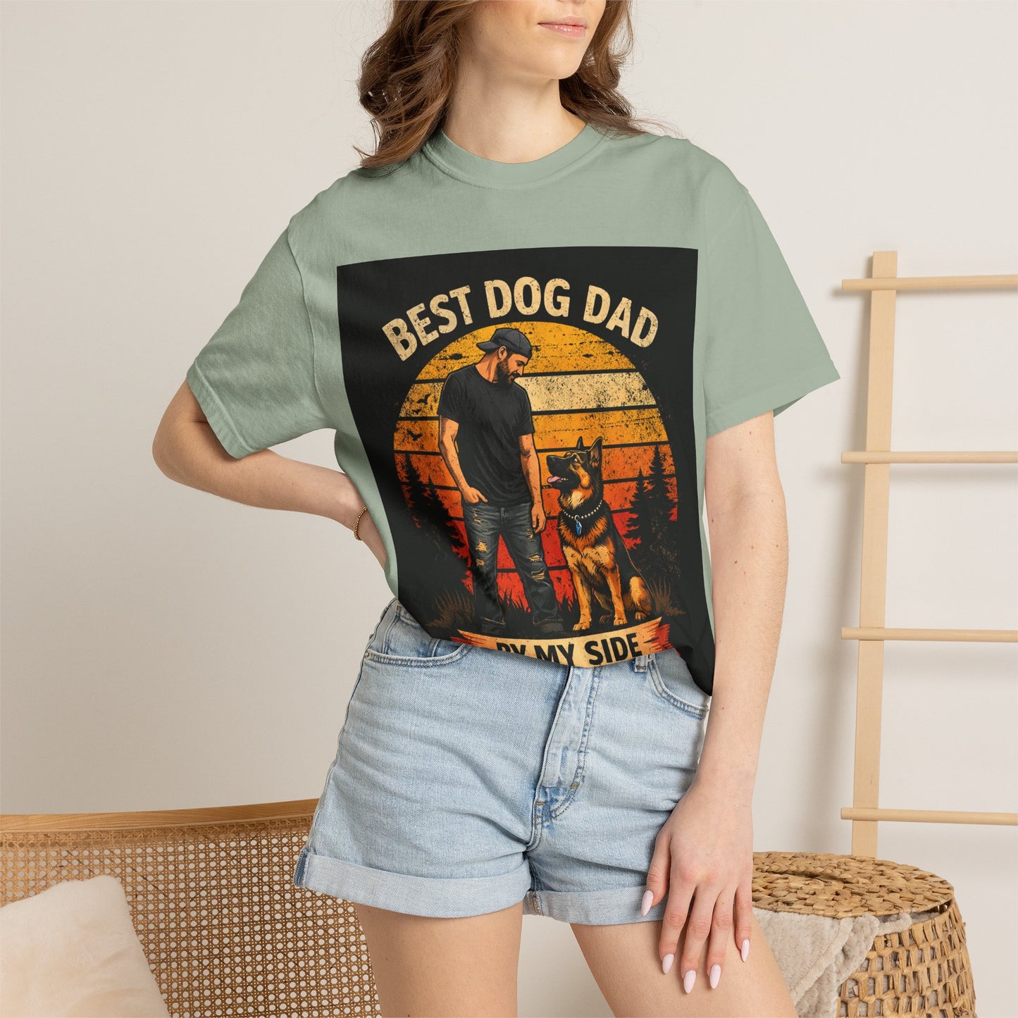 Best Dog Dad by My Side T-Shirt | Dog Lover Father Tee