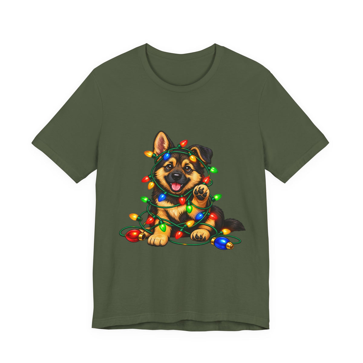 German Shepherd Christmas Shirt, Christmas Lights Puppy Tee, Gift for German Shepherd Lovers