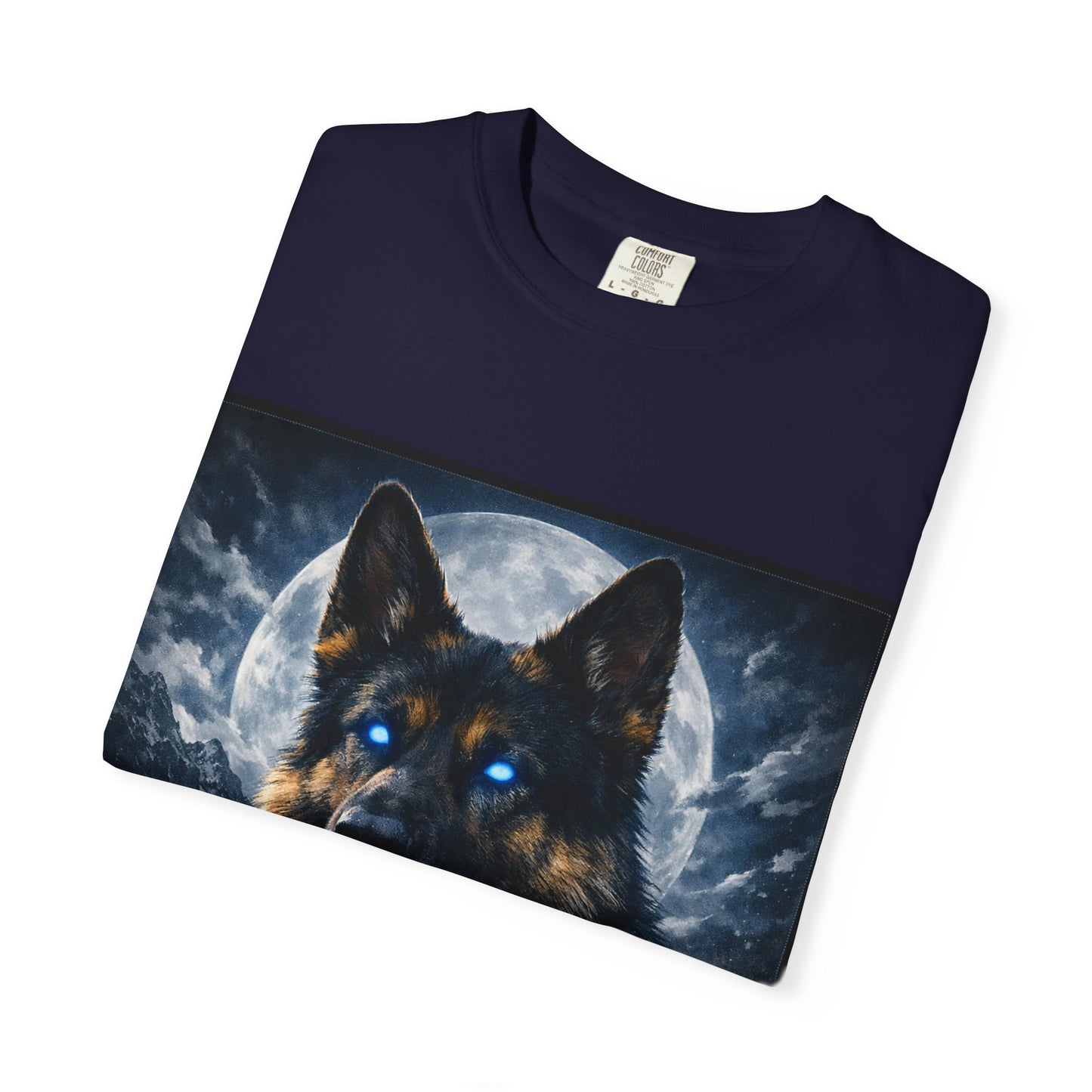 German Shepherd Portrait T-shirt | Dog Art, Night Sky Paw Print
