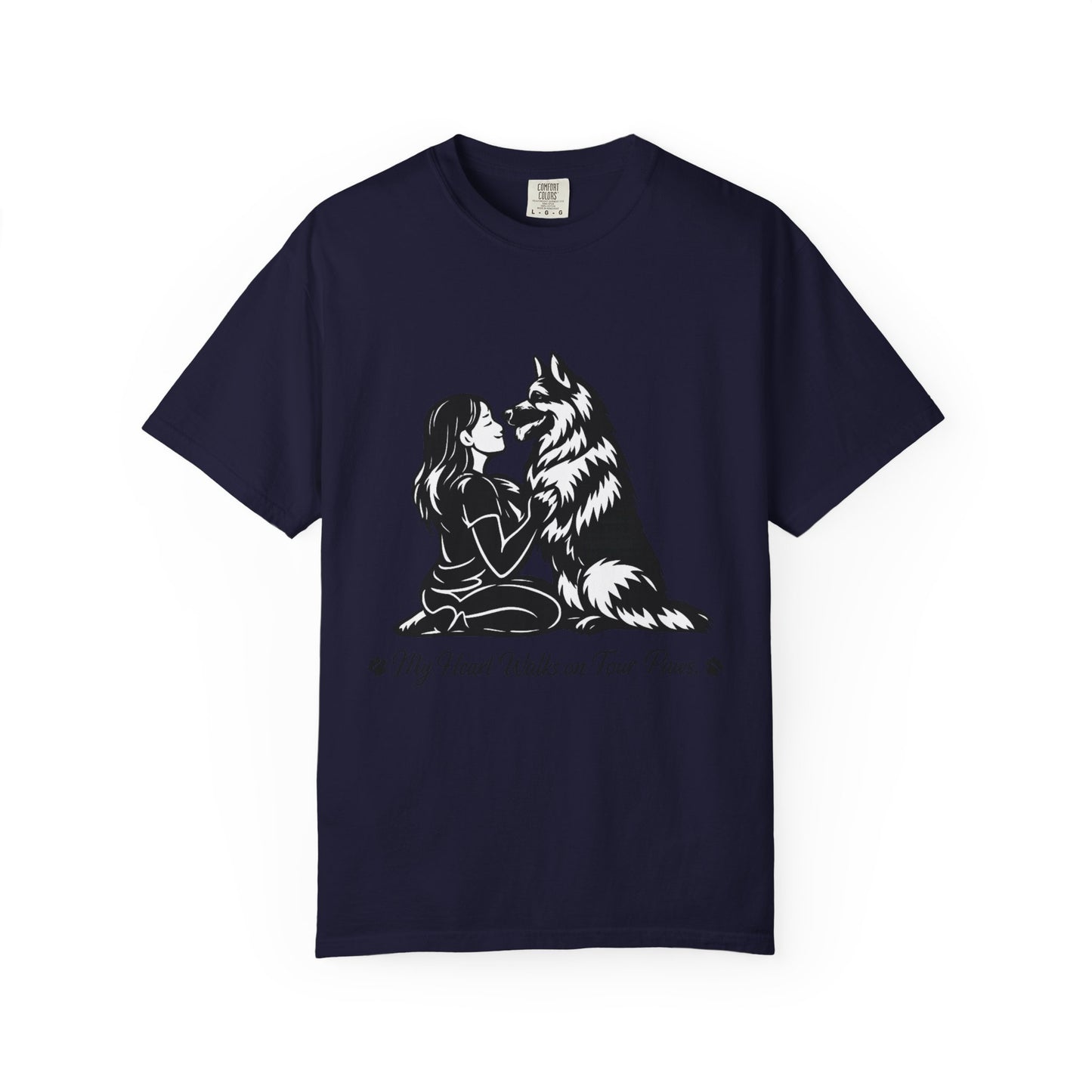 Girl and German Shepherd Illustration T-Shirt | My Heart Walks on Four Paws