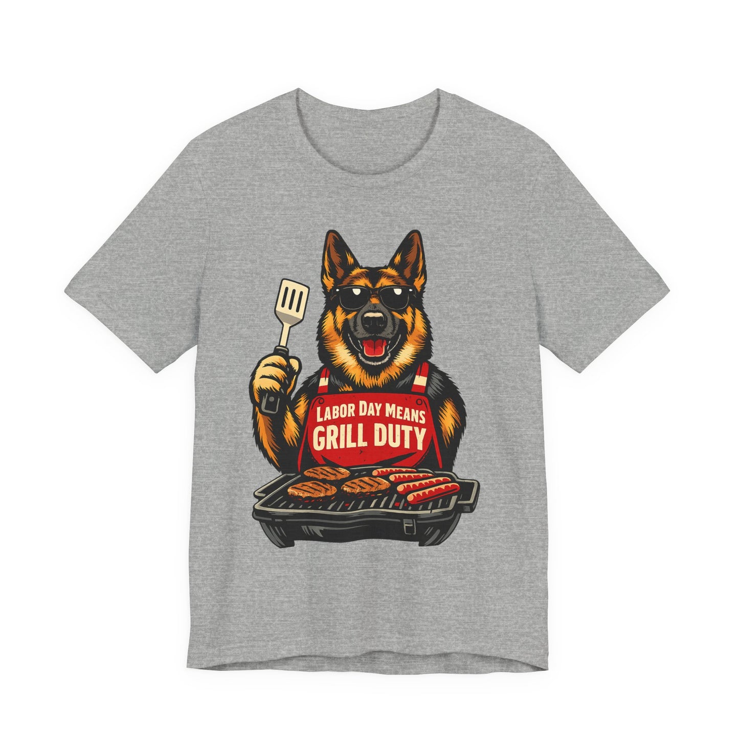 Labor Day Means Grill Duty German Shepherd Patriotic T-Shirt