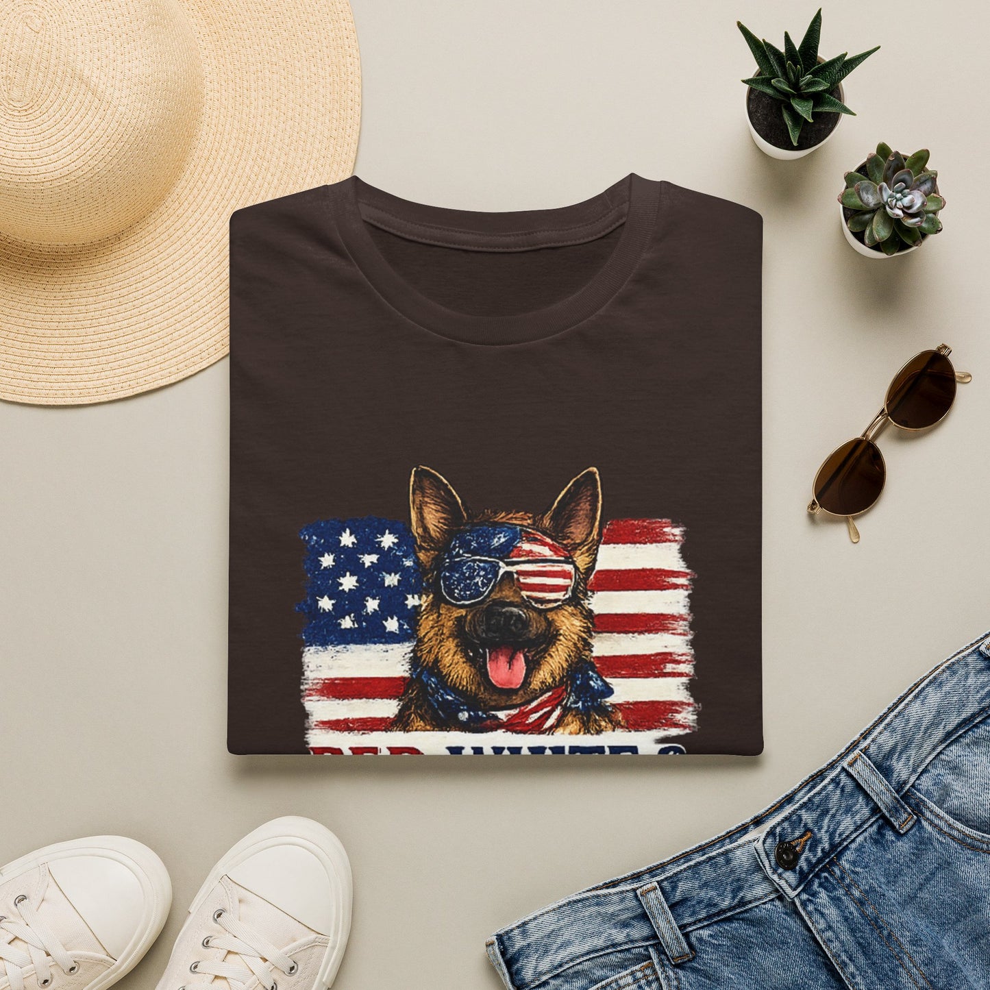 Patriotic German Shepherd Graphic T-Shirt | American Flag Dog Tee