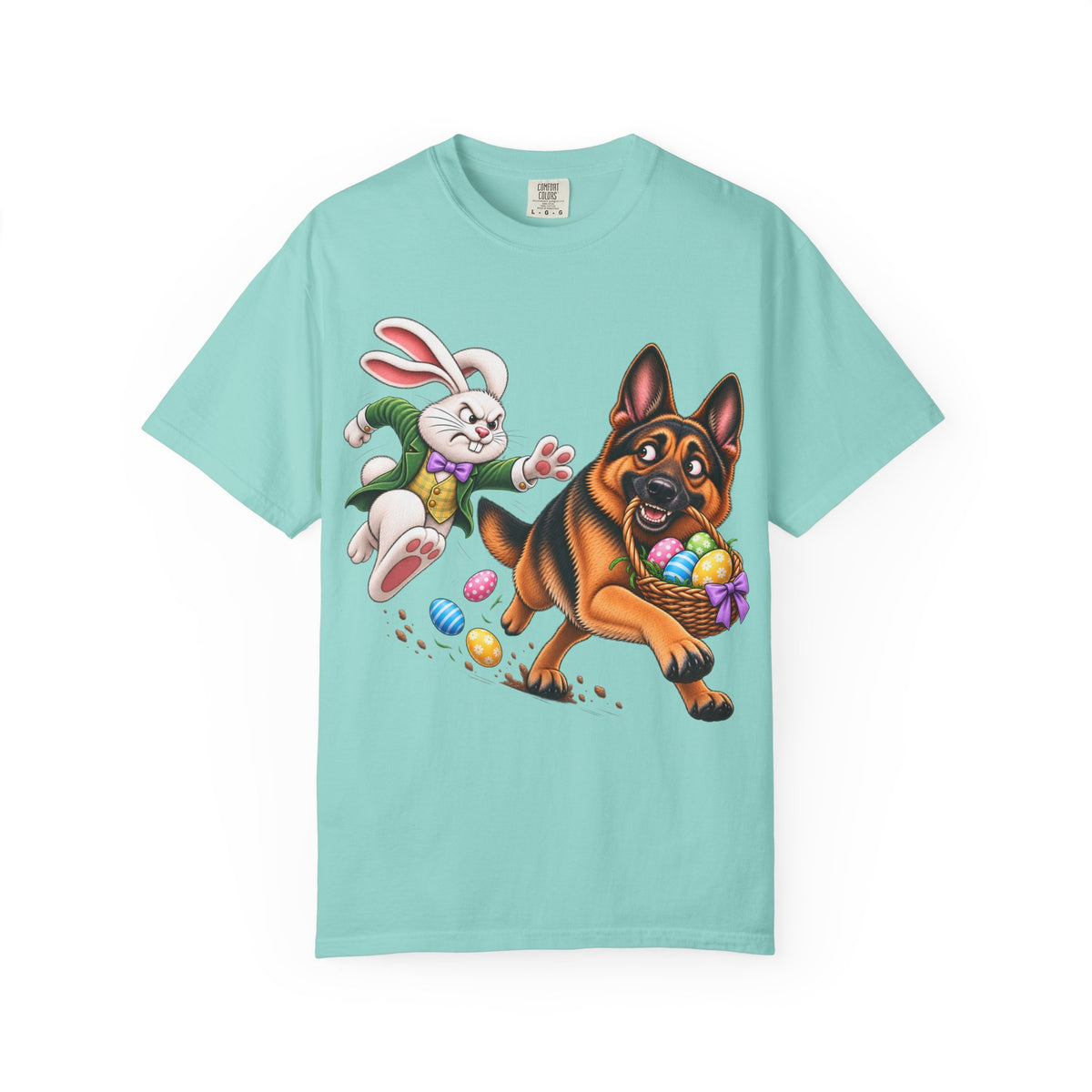 German Shepherd Easter Shirt – Funny Bunny Chase GSD T-Shirt